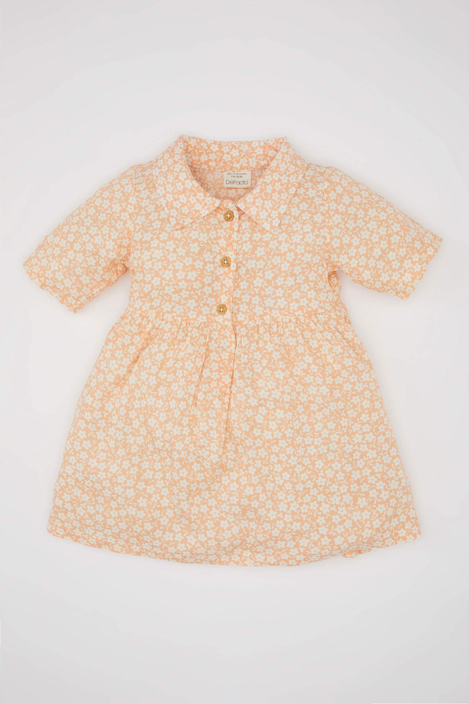 فستان بناتي فلورال فيسكوز قصة عادية نص كم بياقة بيبي