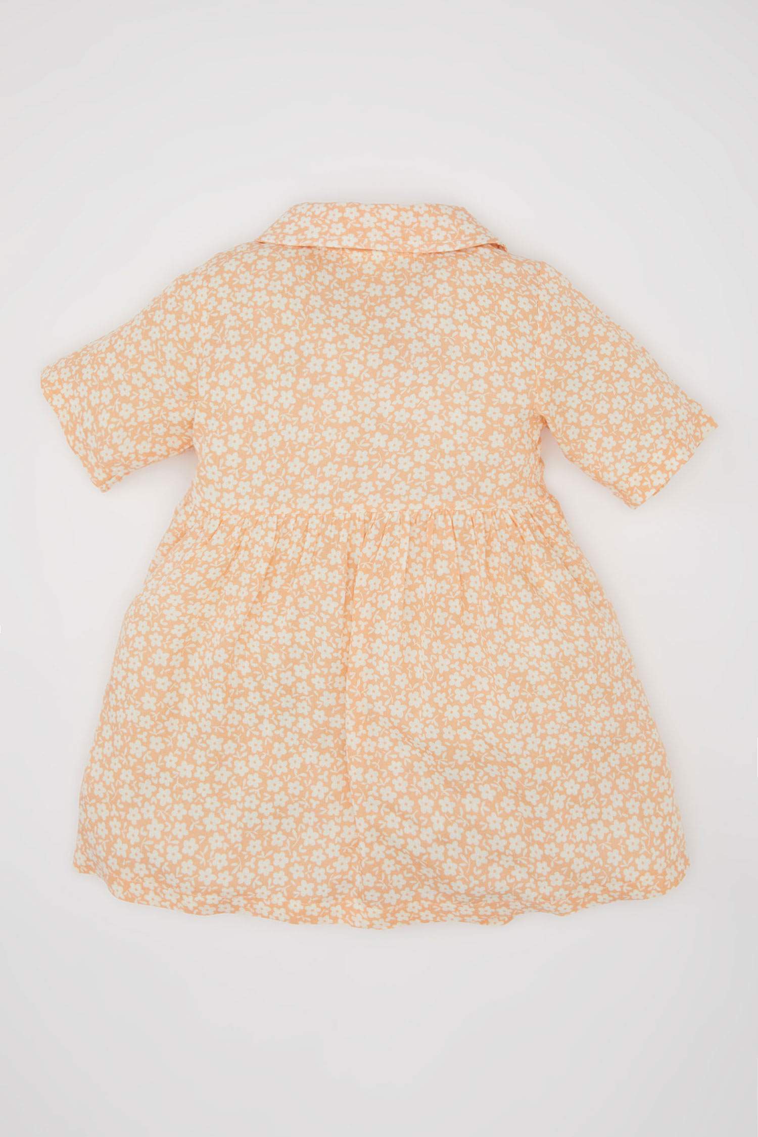 فستان بناتي فلورال فيسكوز قصة عادية نص كم بياقة بيبي