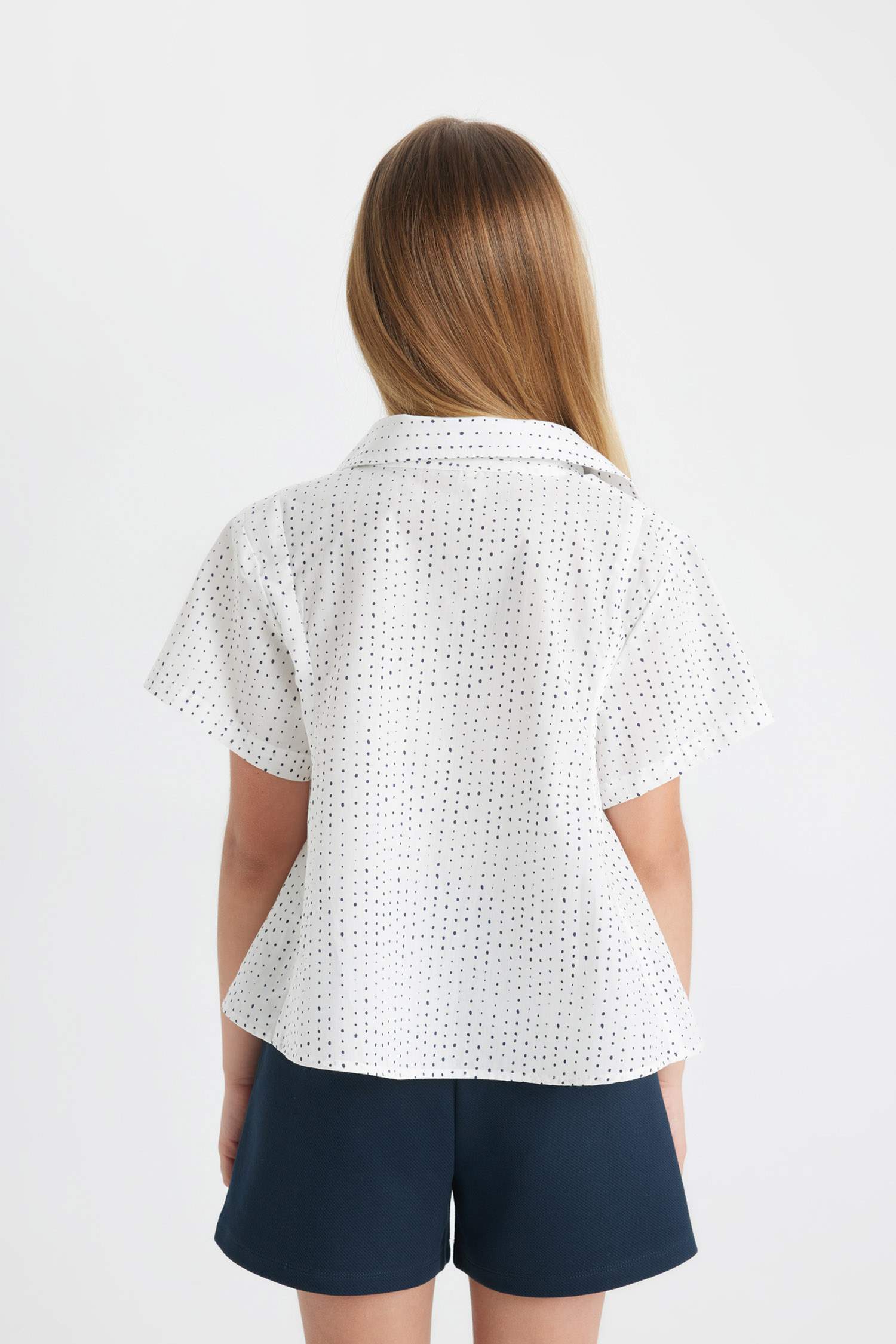 Kız Çocuk Relax Fit Pamuklu Kısa Kollu Gömlek