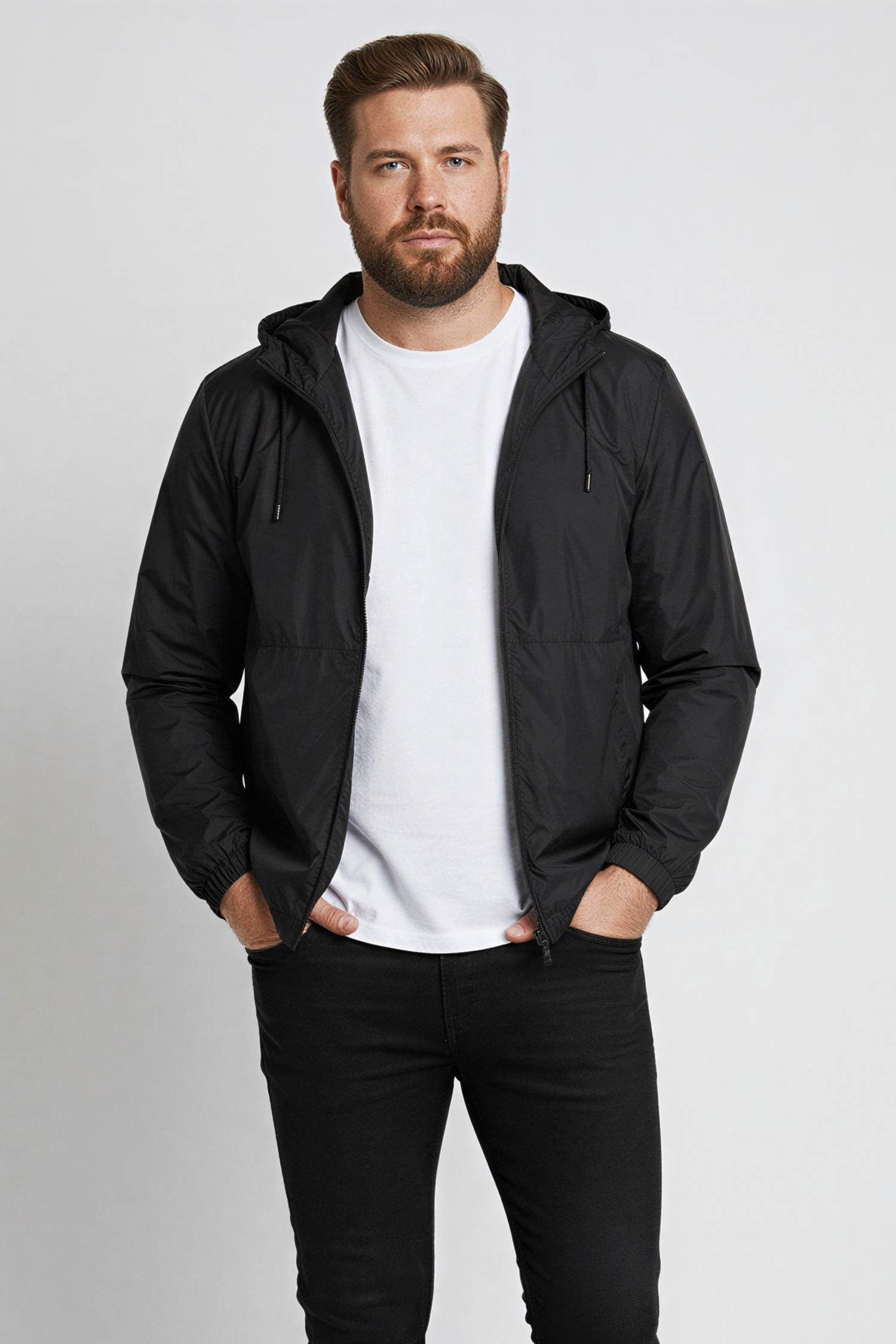 Regular Fit Kapüşonlu Mont Fermuarlı Cepli File Astarlı Mevsimlik 