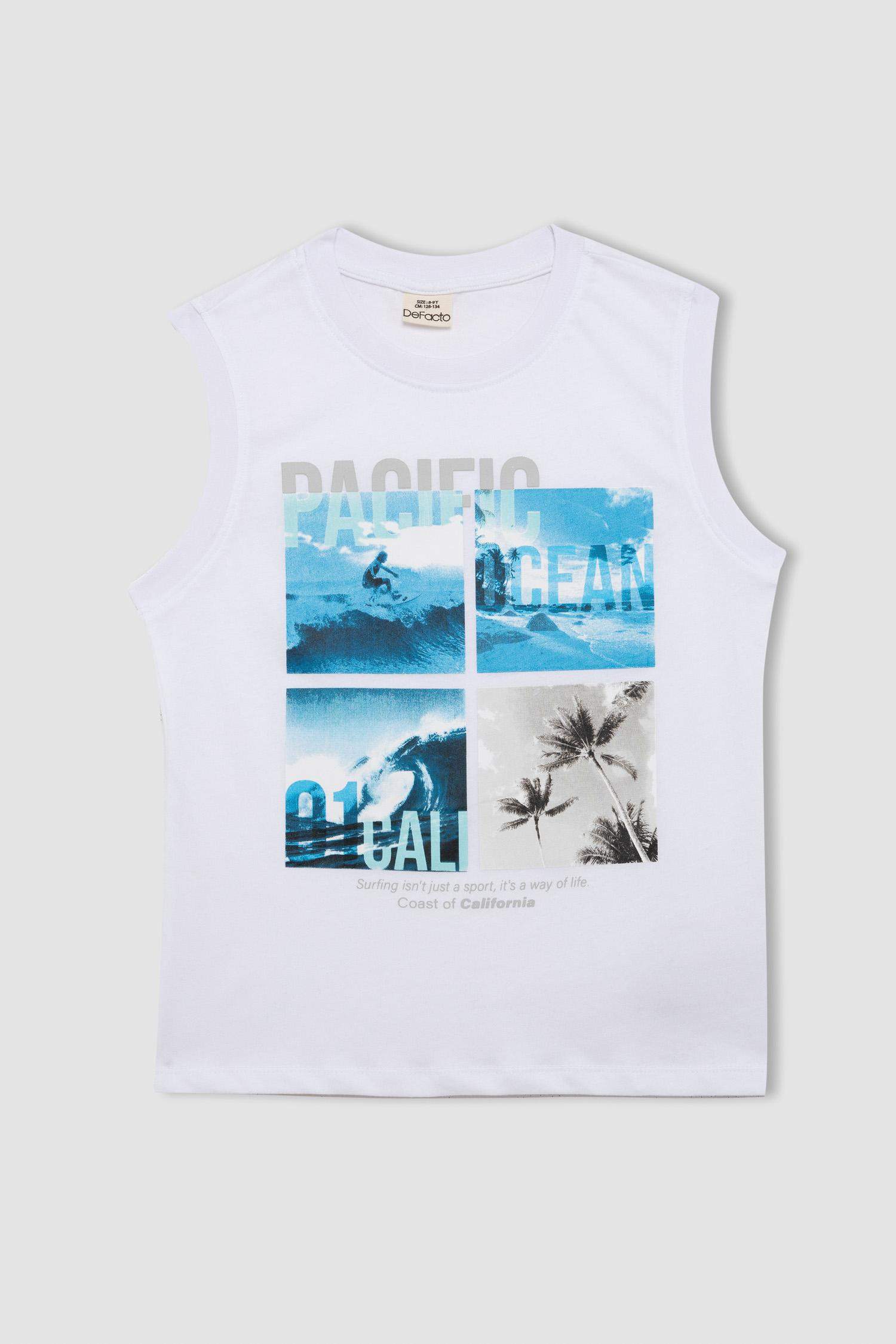 Boy Printed Sleeveless T-Shirt Swim Shorts 2 Piece Set