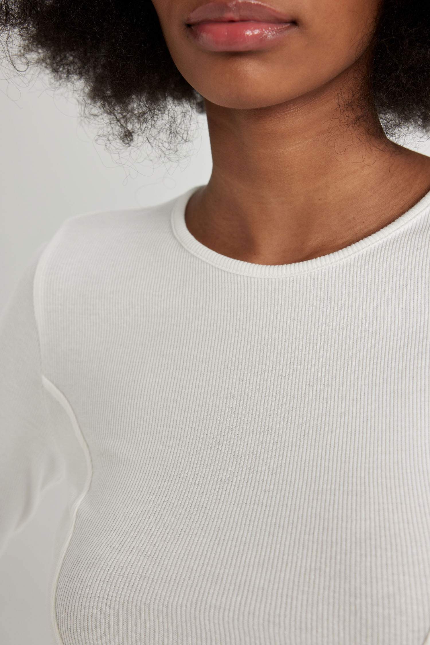 Fitted Crew Neck Corduroy Crop T-Shirt