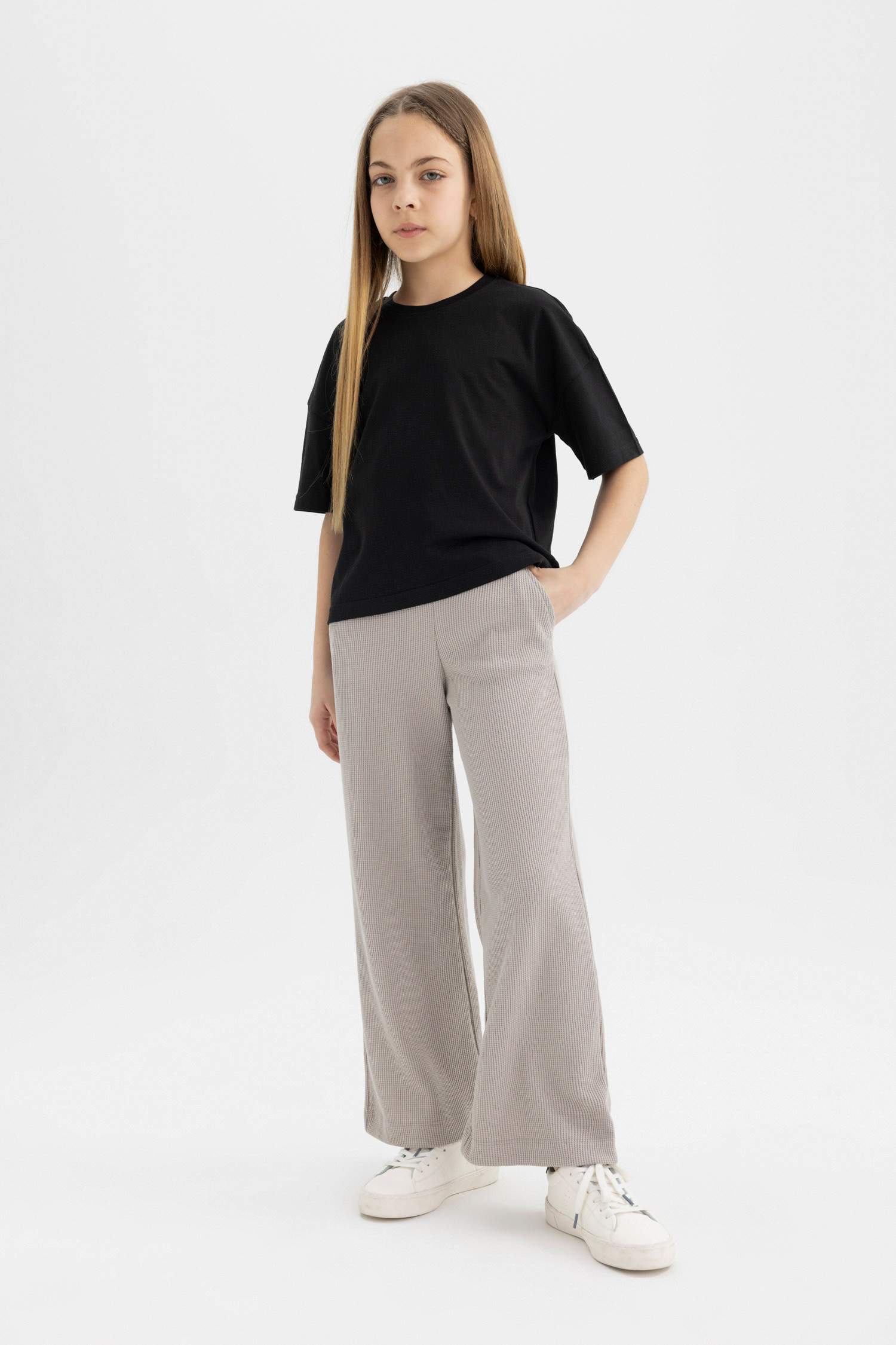 Girl Straight Fit Waffle Trousers