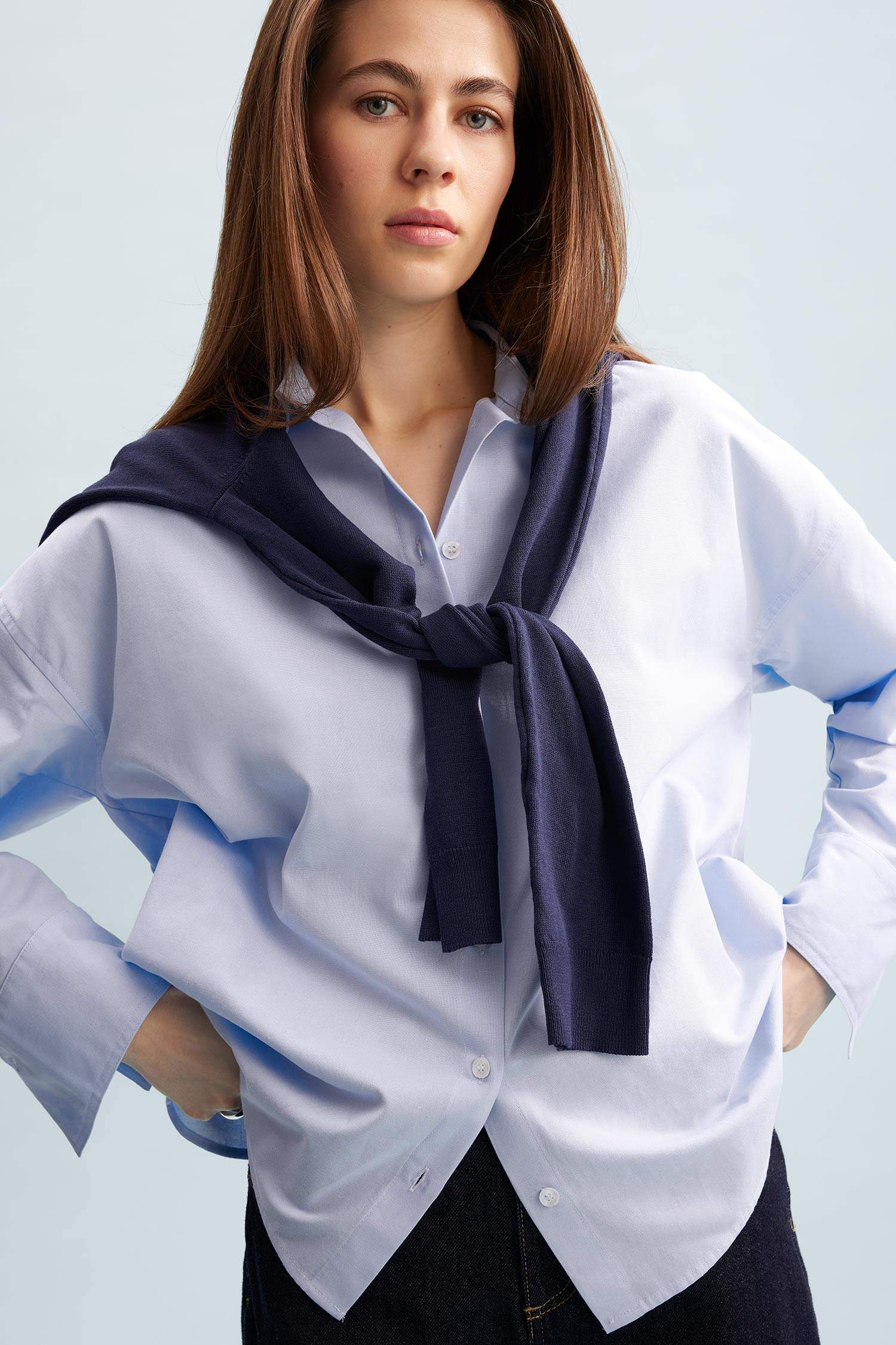 Chemise Oxford Oversize basique à manches longues