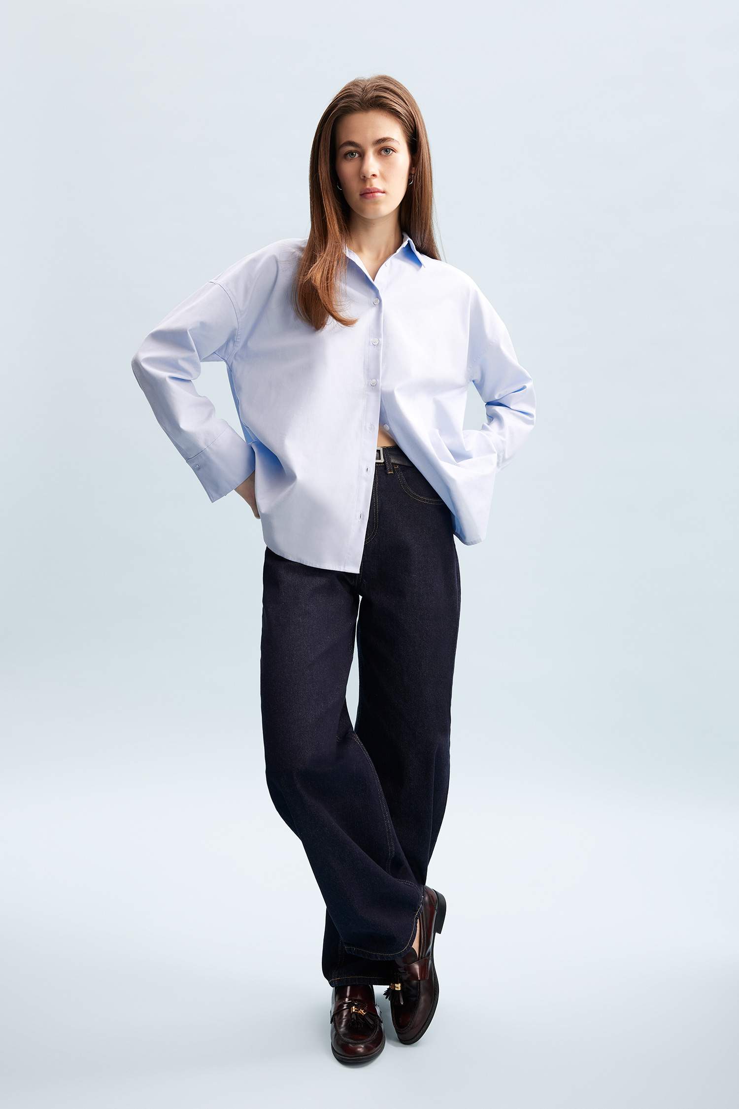 Chemise Oxford Oversize basique à manches longues