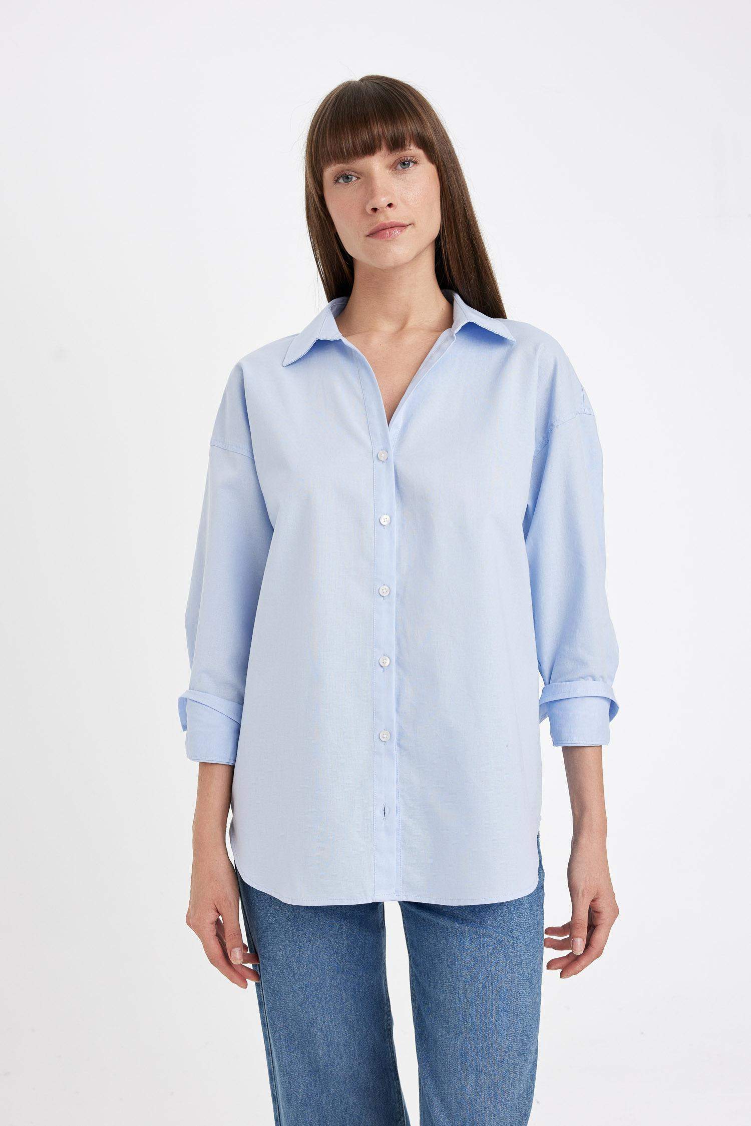 Chemise Oxford Oversize basique à manches longues