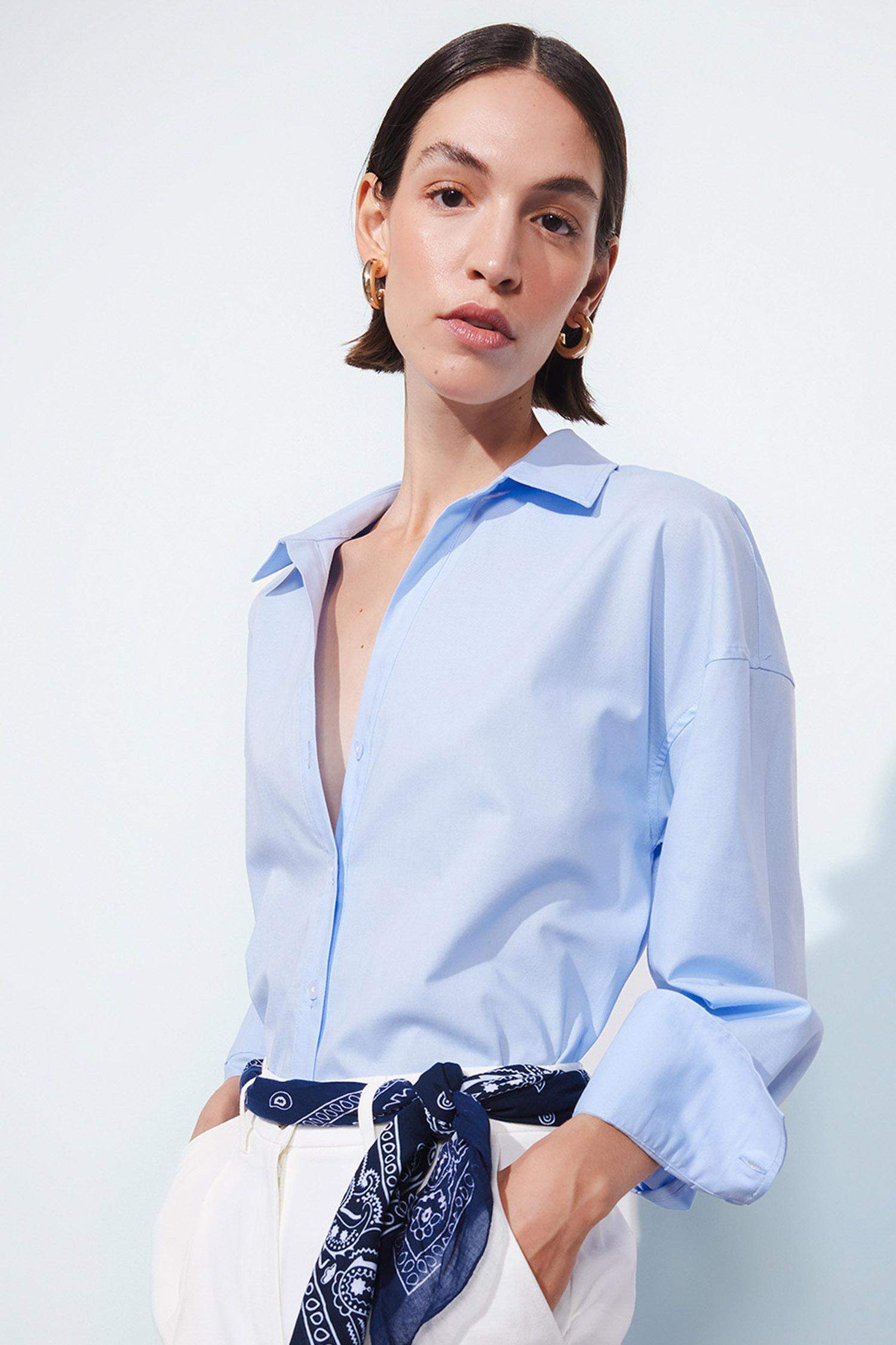 Chemise Oxford Oversize basique à manches longues