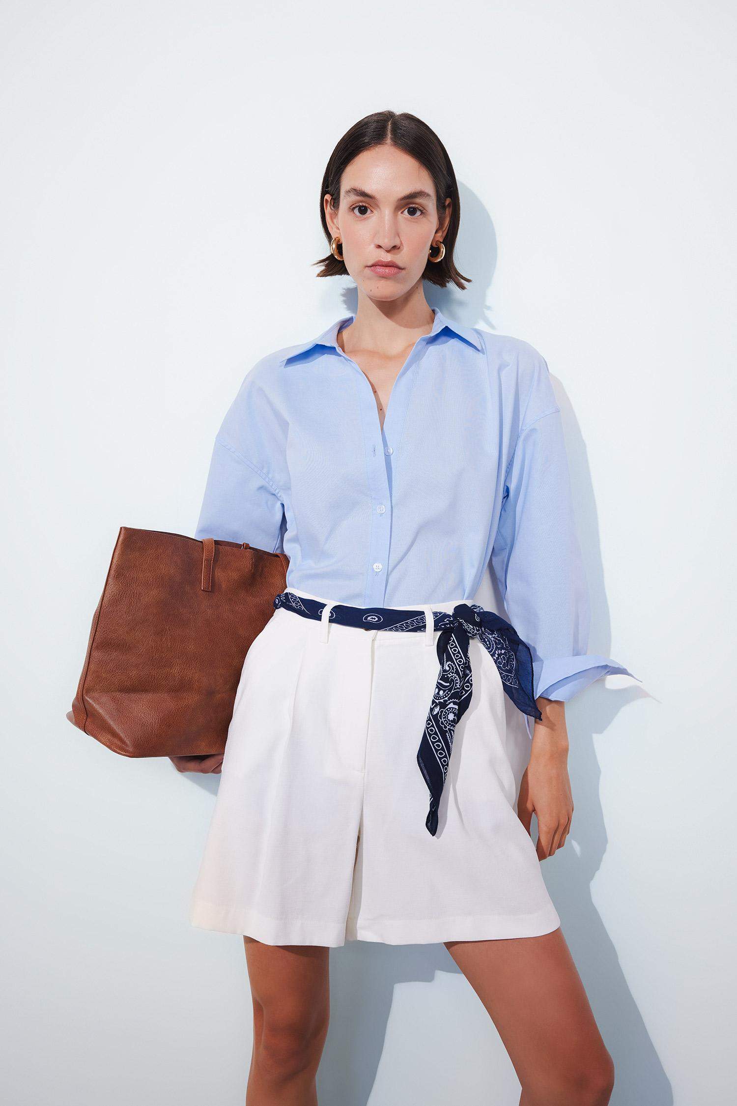 Chemise Oxford Oversize basique à manches longues