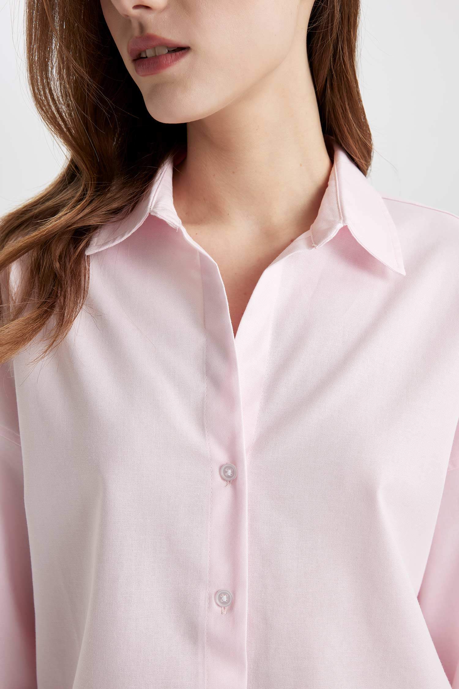 Oversize Geniş Kalıp Basic Düz  Oxford Uzun Kollu Gömlek