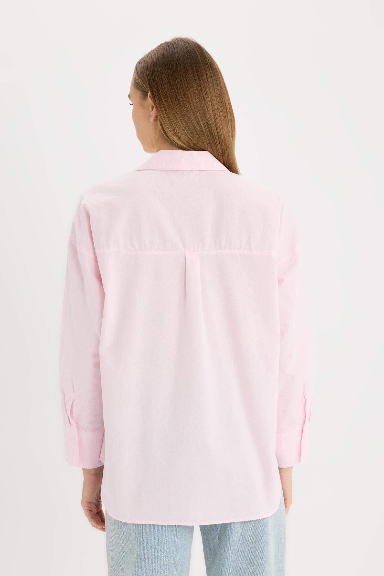 Oversize Geniş Kalıp Basic Düz Oxford Uzun Kollu Gömlek