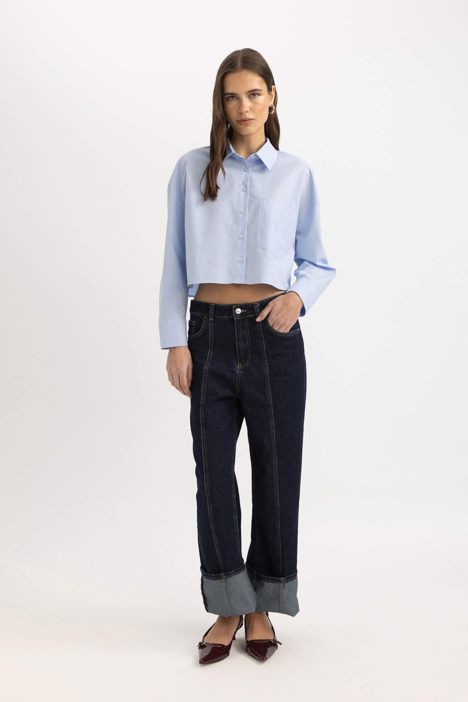 قميص كروب أوكسفورد ردن طويل وياخة قميص