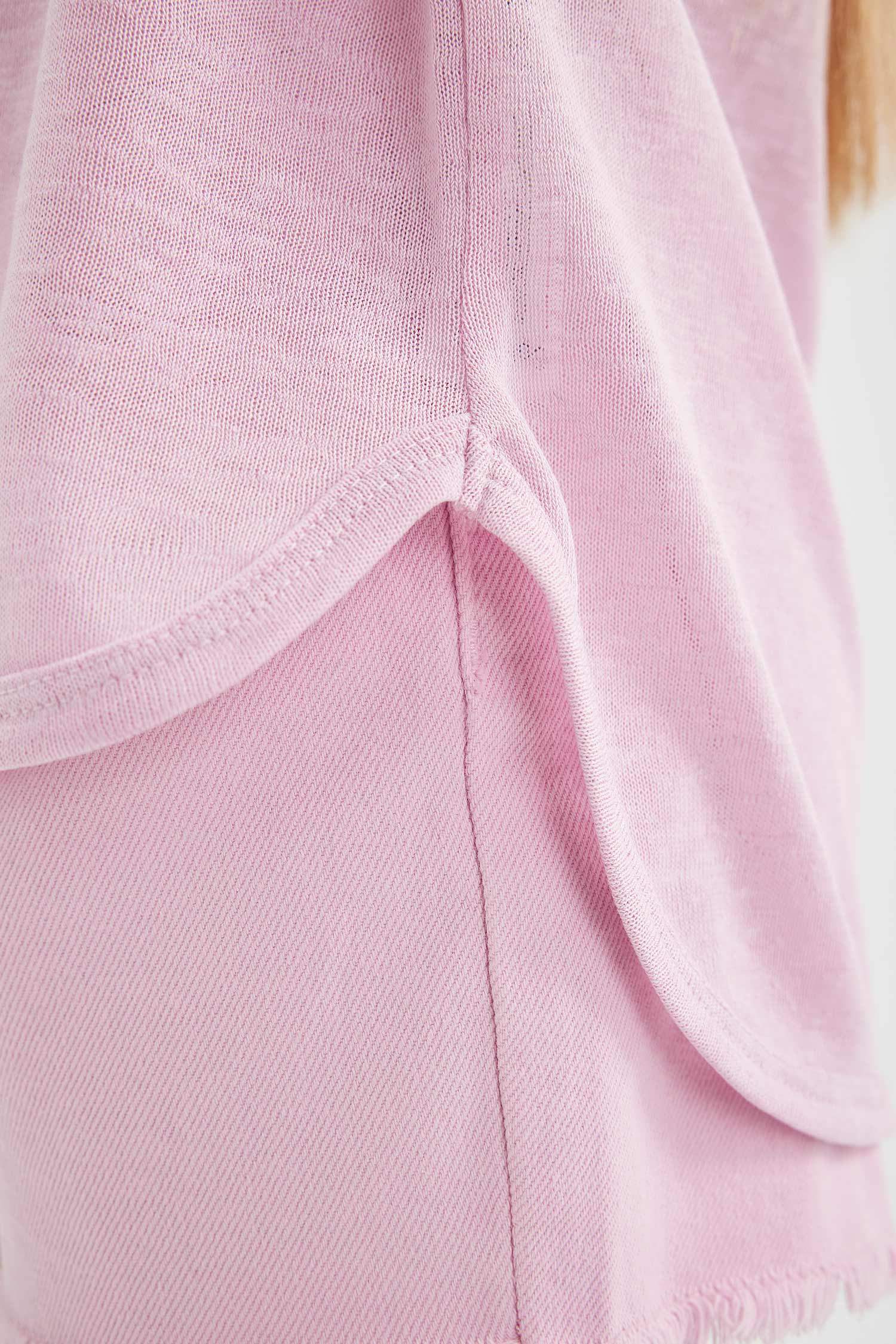 Girl Oversize Fit Sleeve Printed Short Sleeve T-Shirt