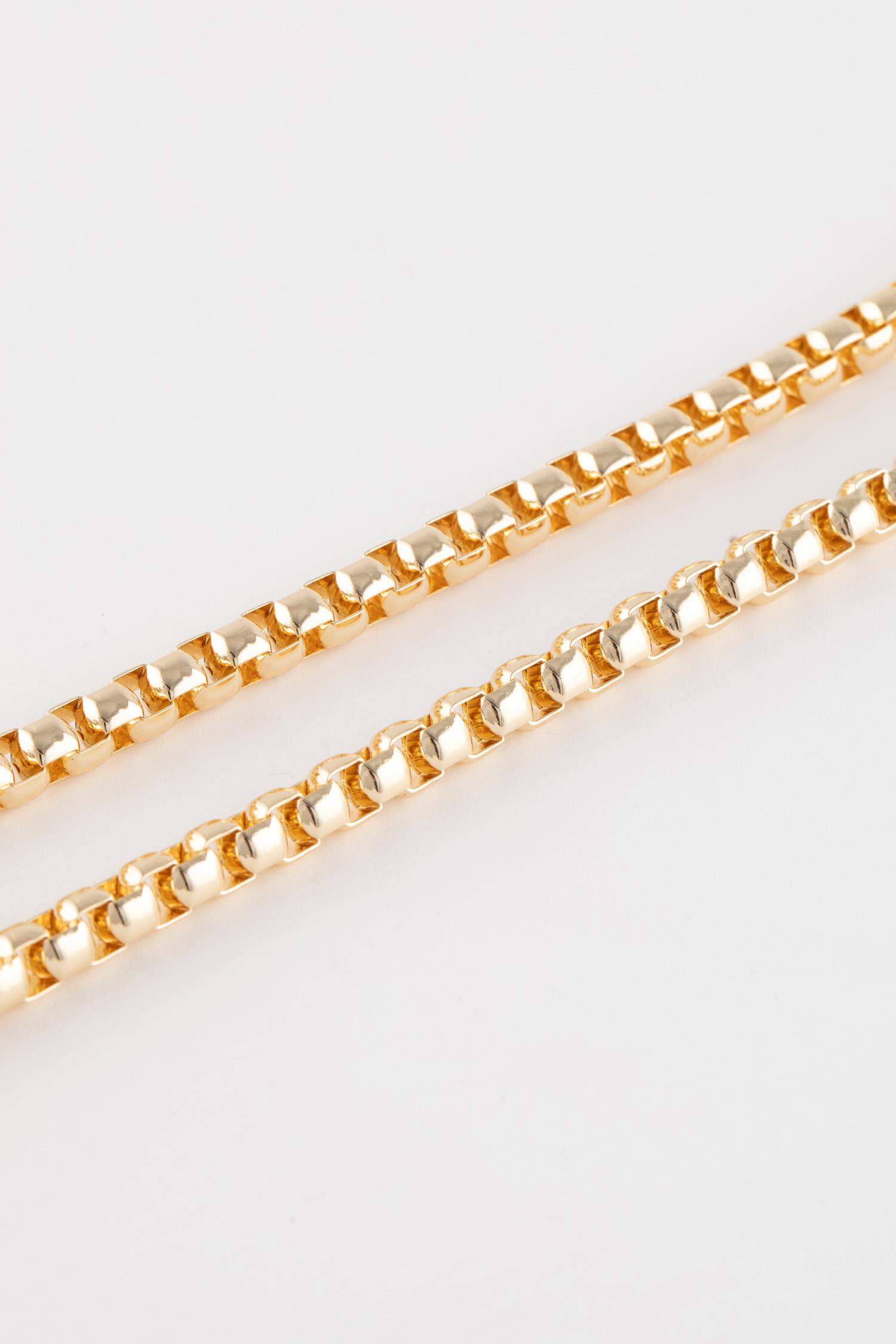 Kadın Kalın Zincir Halka Detaylı Gold Kolye