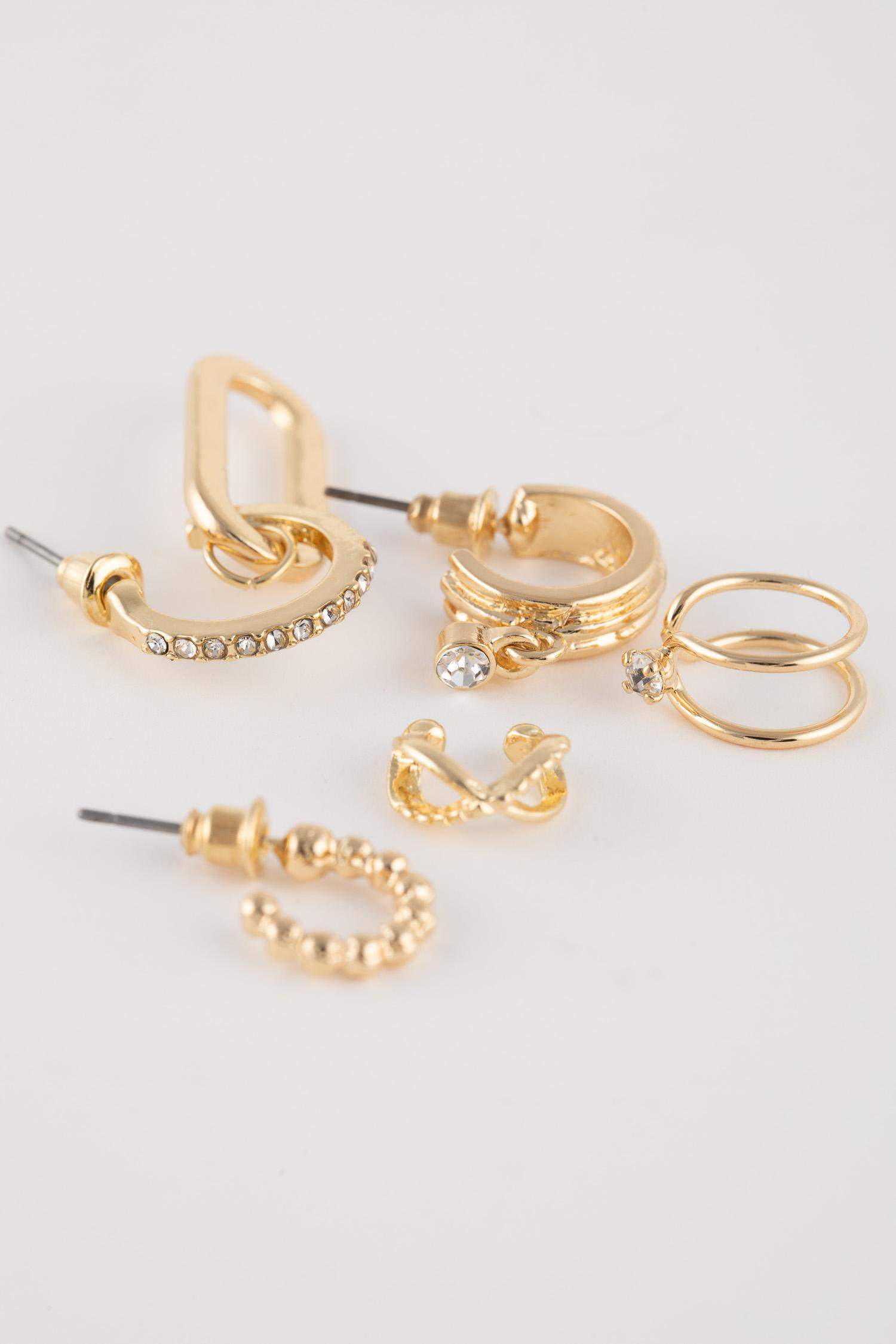 Kadın 5'li Gold Küpe