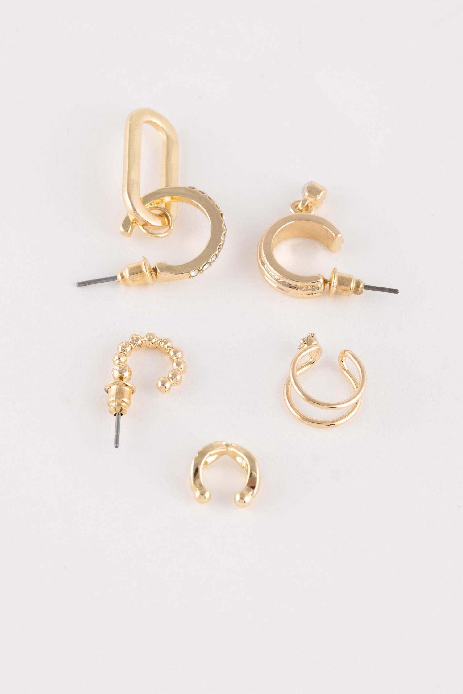 Kadın 5'li Gold Küpe