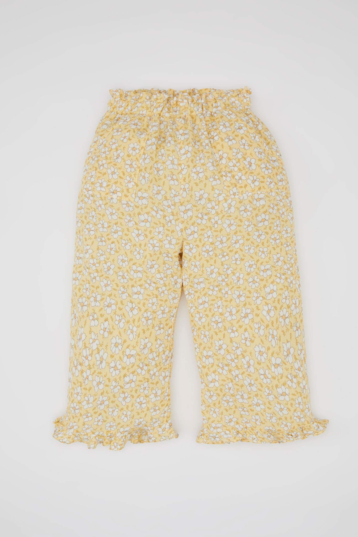 Kız Bebek 2'li Takım Çiçekli Krinkıl Viskon Kısa Kollu Tişört Pantolon