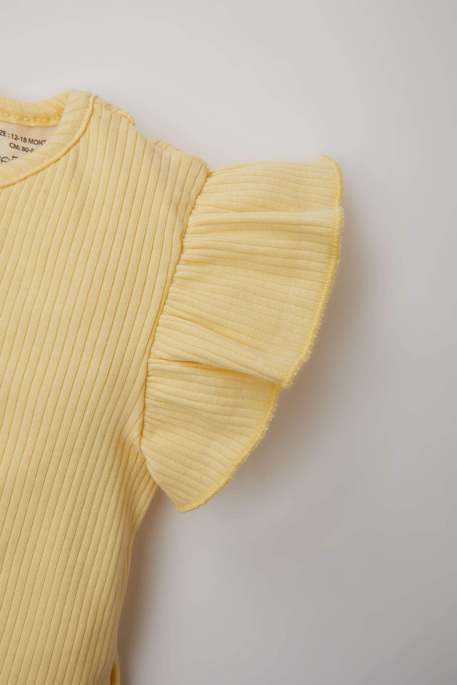 Kız Bebek 2'li Takım Çiçekli Krinkıl Viskon Kısa Kollu Tişört Pantolon