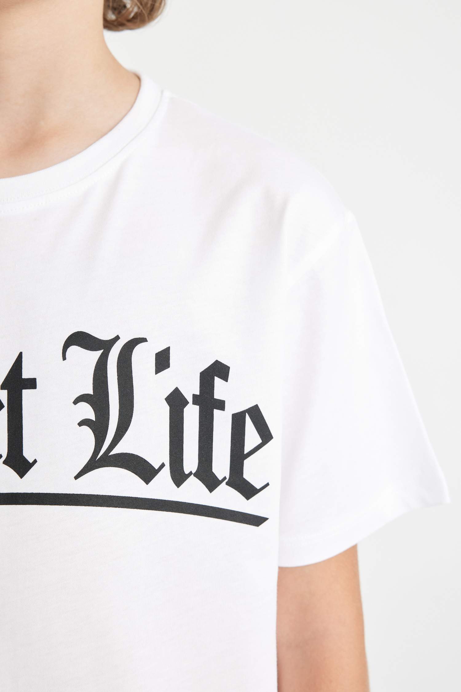 تي شيرت ولادي نص ردن مطبوع قصة عادية