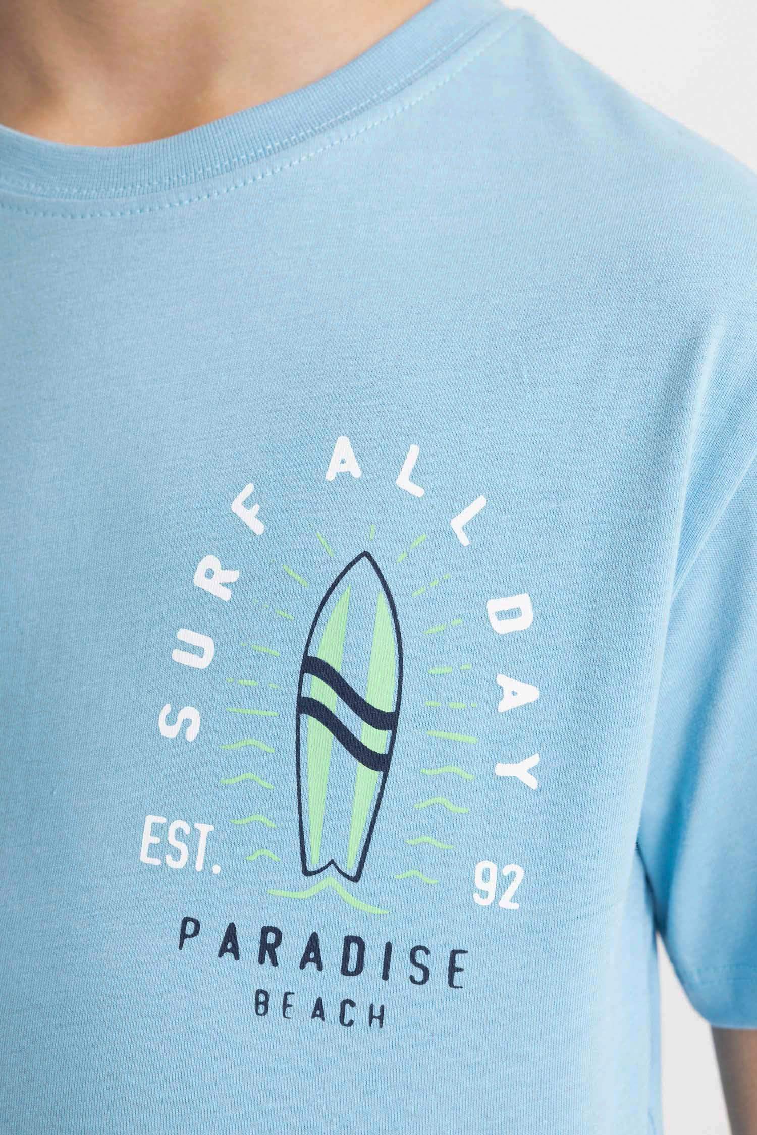 تيشيرت ولادي نص كم قصة عادية برقبة مستديرة