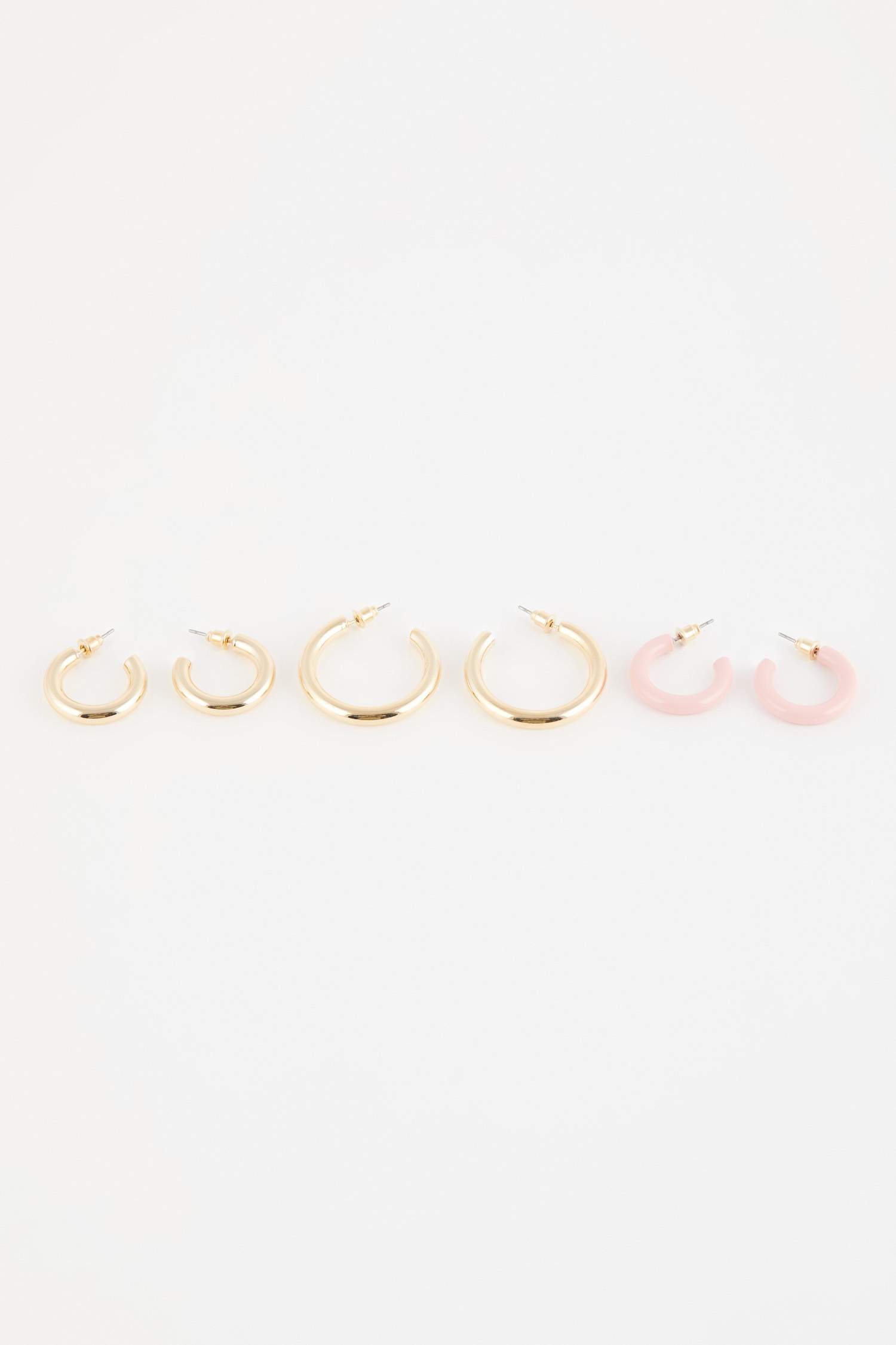 Woman 3 Piece Hoop Gold Earrings