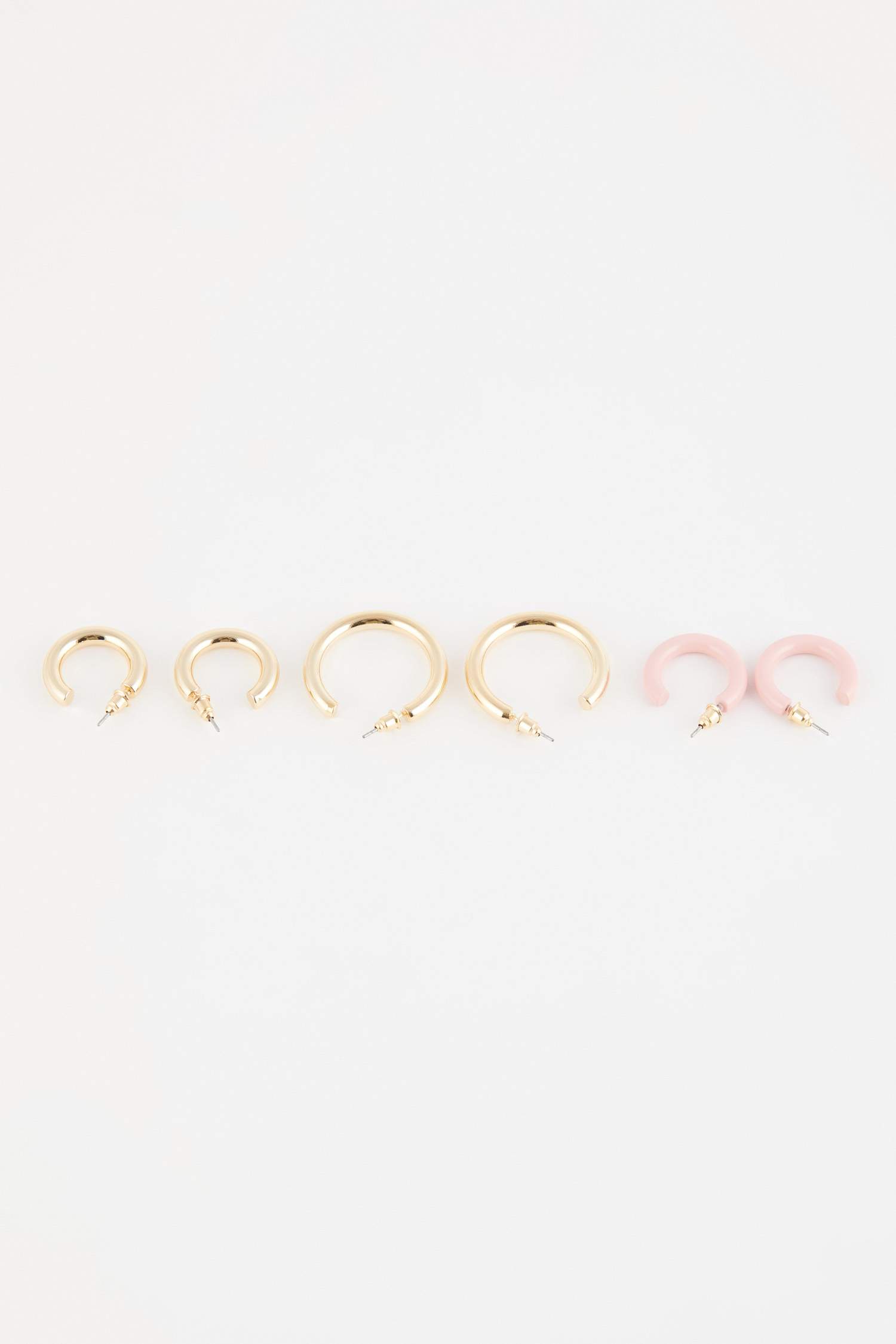 Woman 3 Piece Hoop Gold Earrings