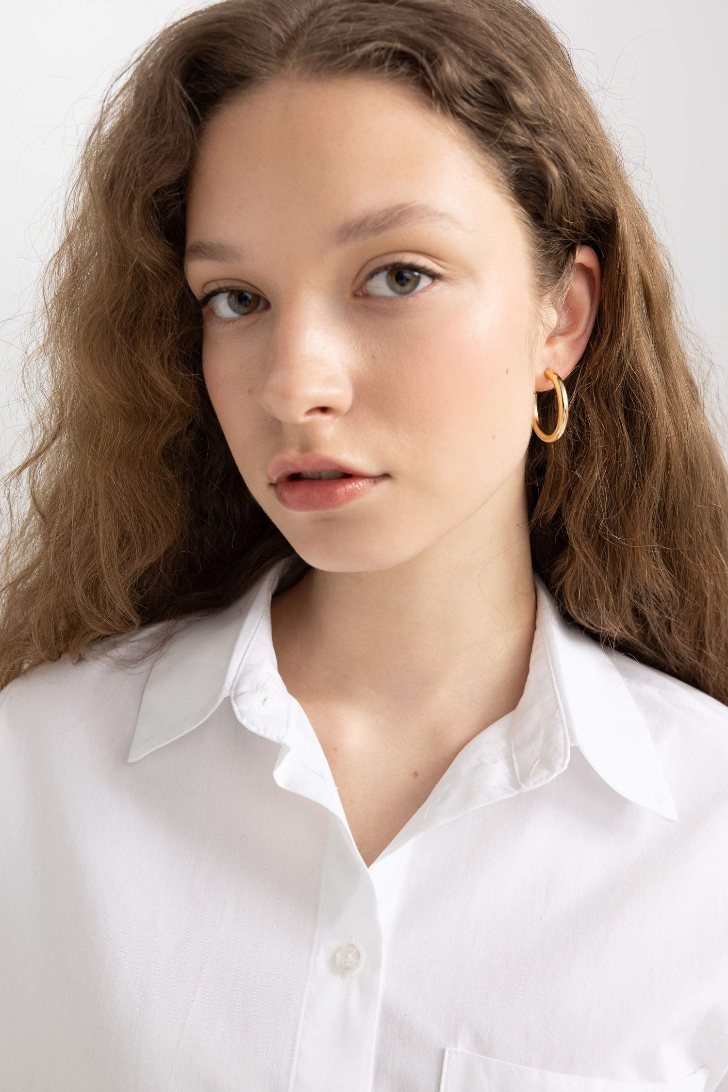 Woman 3 Piece Hoop Gold Earrings