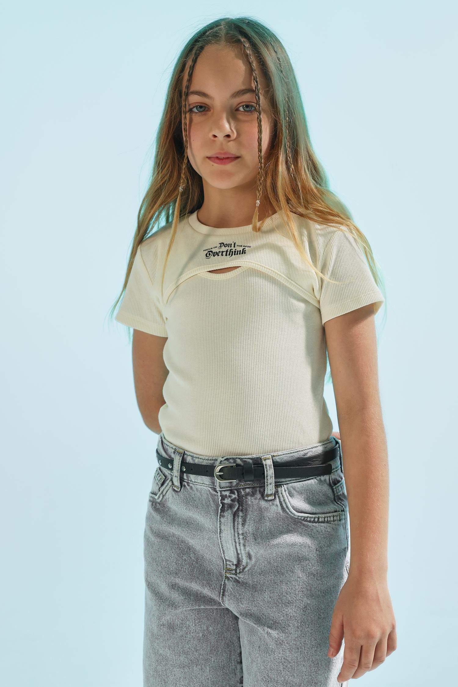 Kız Çocuk 2'li Takım Fitilli Kaşkorse Bolero Atlet