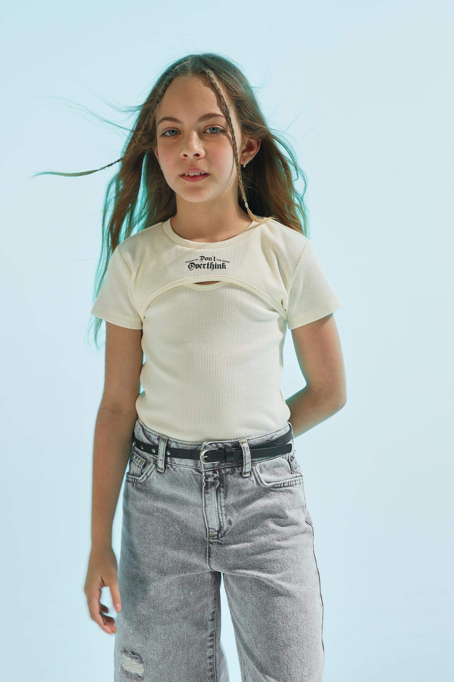 Kız Çocuk 2'li Takım Fitilli Kaşkorse Bolero Atlet