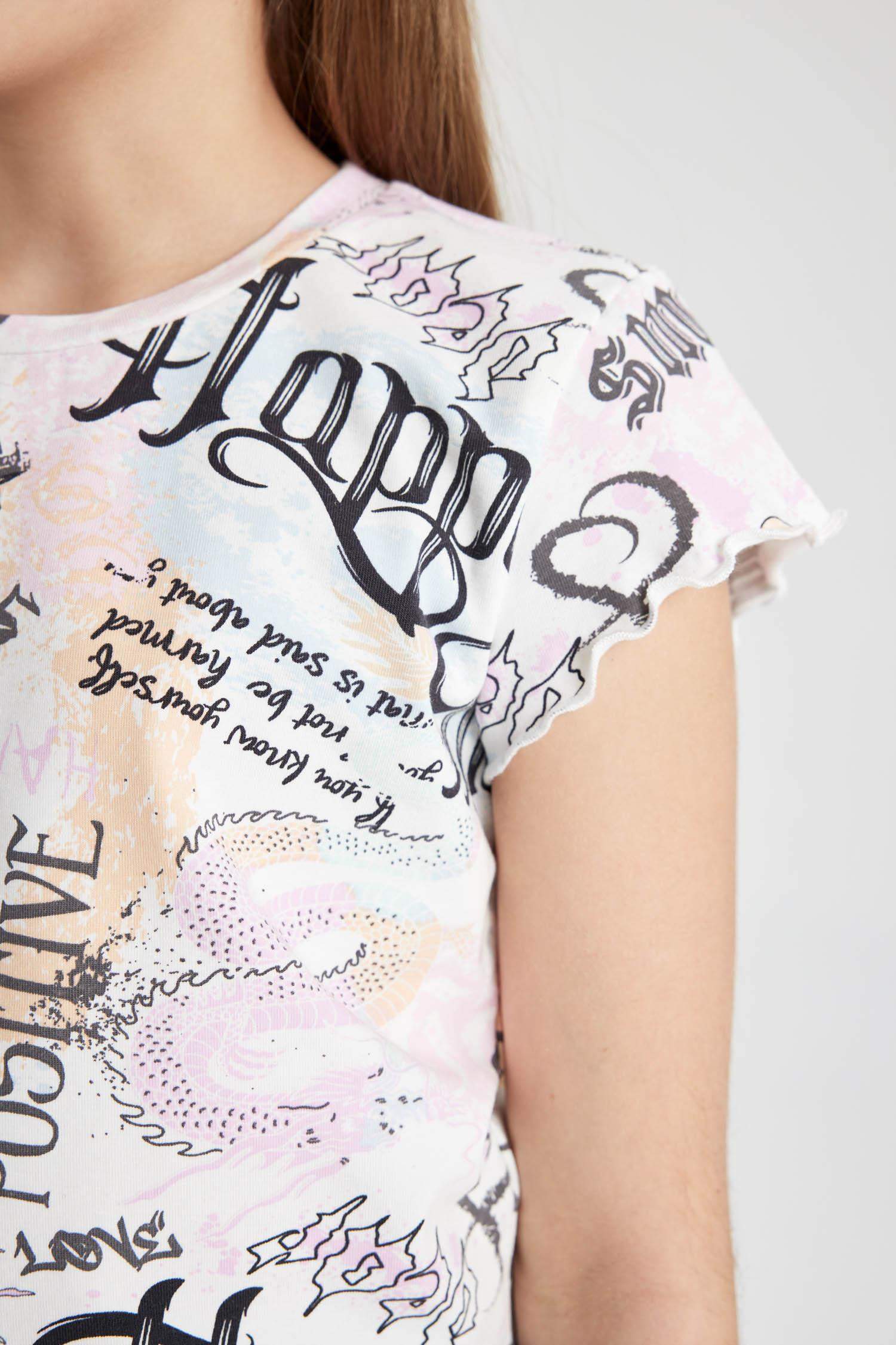 Girl Crop Short Sleeve Printed T-Shirt