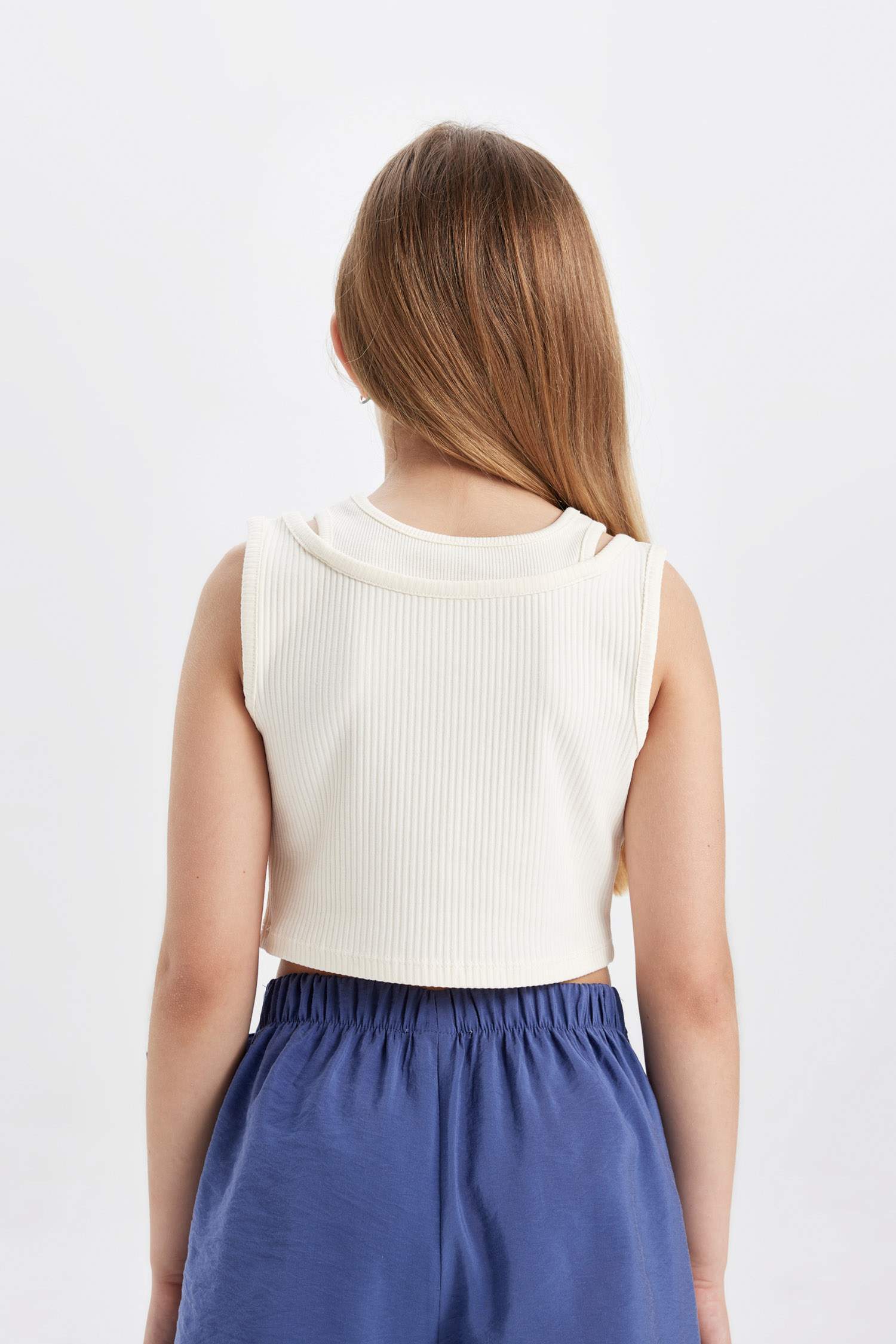 كيمونه بناتي بدون ردن برقبة مستديرة