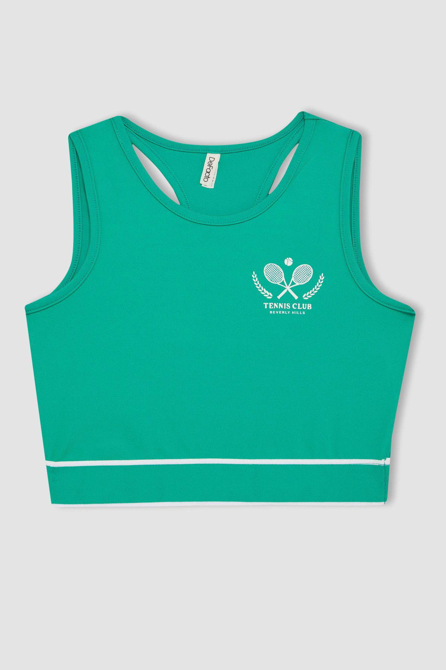 Girl Crew Neck Printed Sleeveless T-Shirt