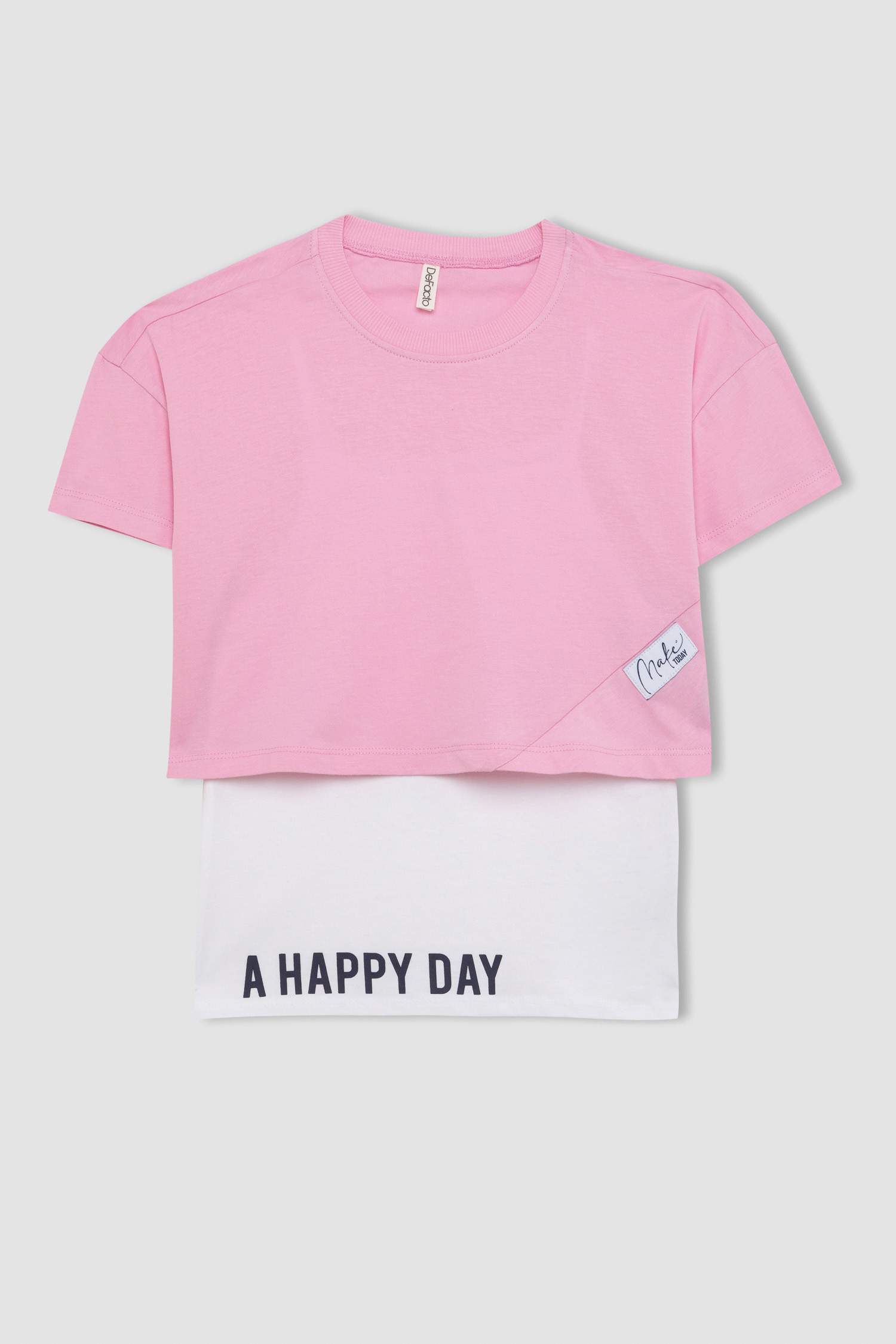 Kız Çocuk 2'li Takım Oversize Geniş Kalıp Bisiklet Yaka Baskılı Kısa Kollu Tişört Askılı Atlet