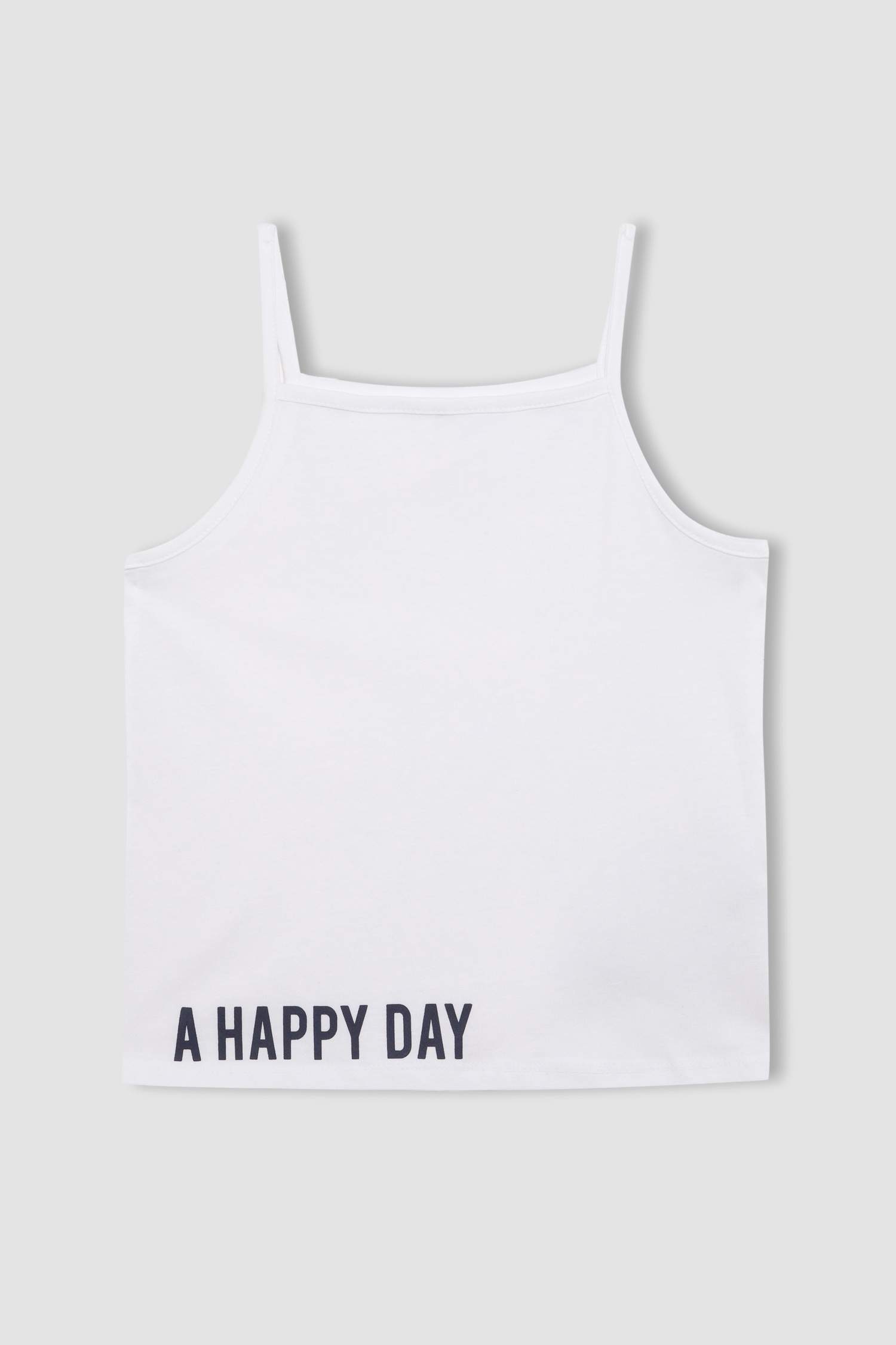 Kız Çocuk 2'li Takım Oversize Geniş Kalıp Bisiklet Yaka Baskılı Kısa Kollu Tişört Askılı Atlet