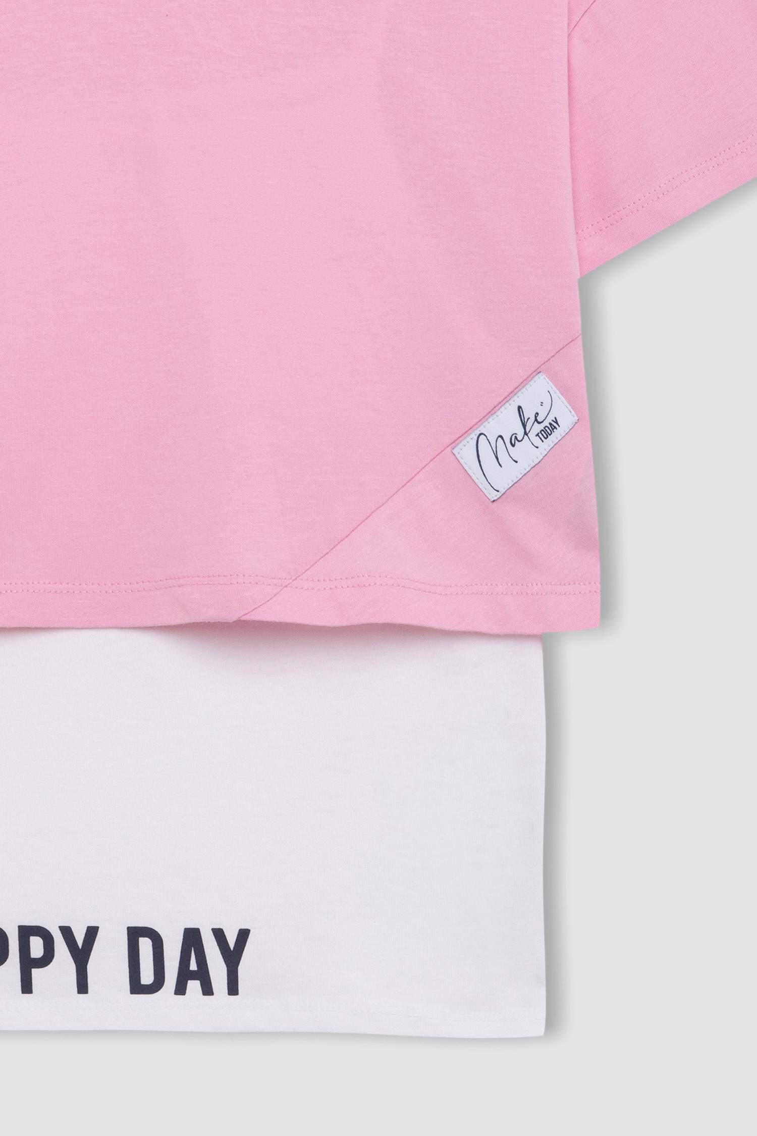 Kız Çocuk 2'li Takım Oversize Geniş Kalıp Bisiklet Yaka Baskılı Kısa Kollu Tişört Askılı Atlet