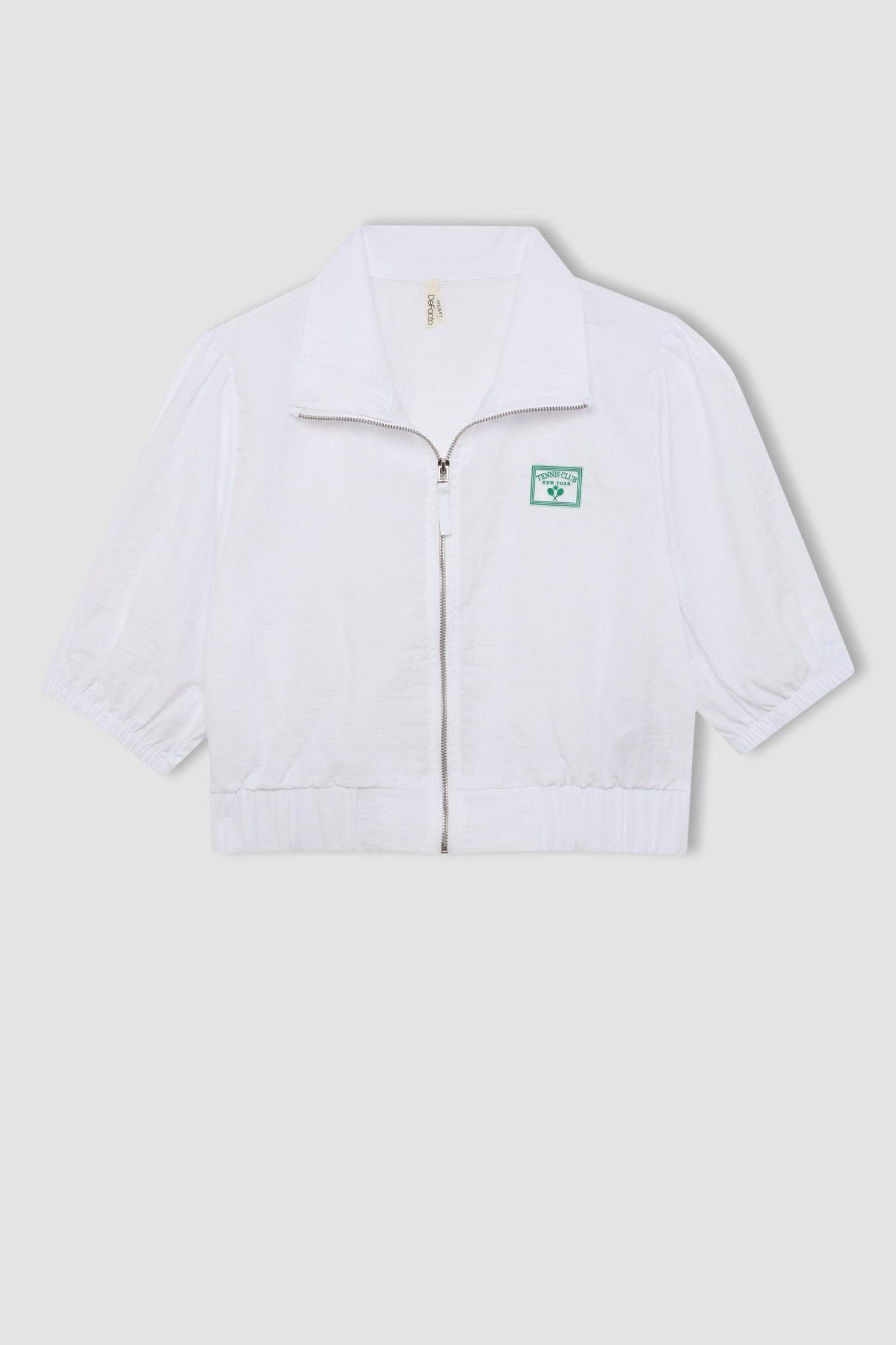 Cardigan de Sport demi-Manches à Col Montant Zippé imprimé pour Fille