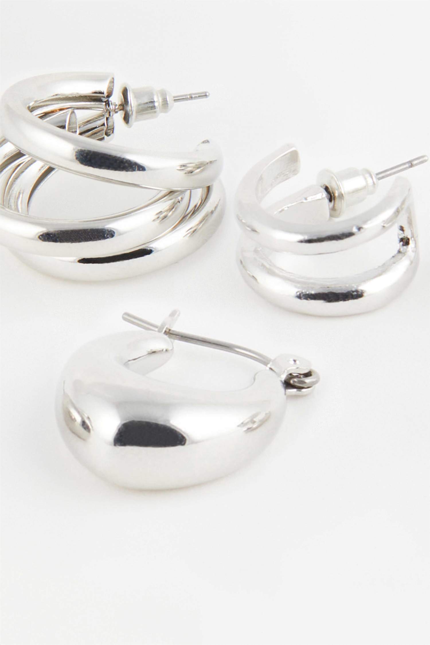 Kadın 3'lı Halka Silver Küpe