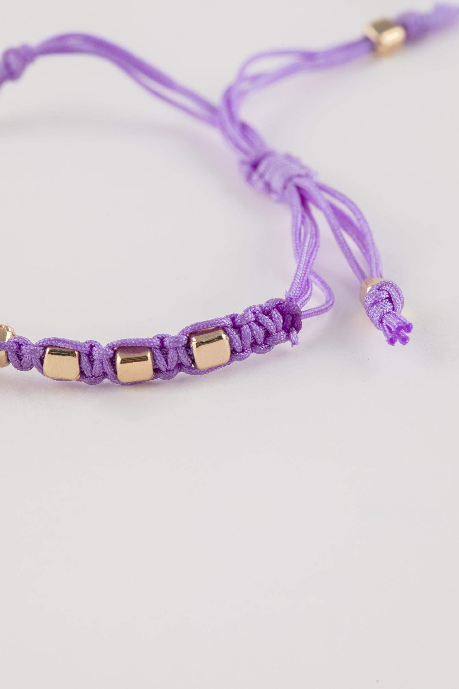 Woman Purple String Gold Bracelet