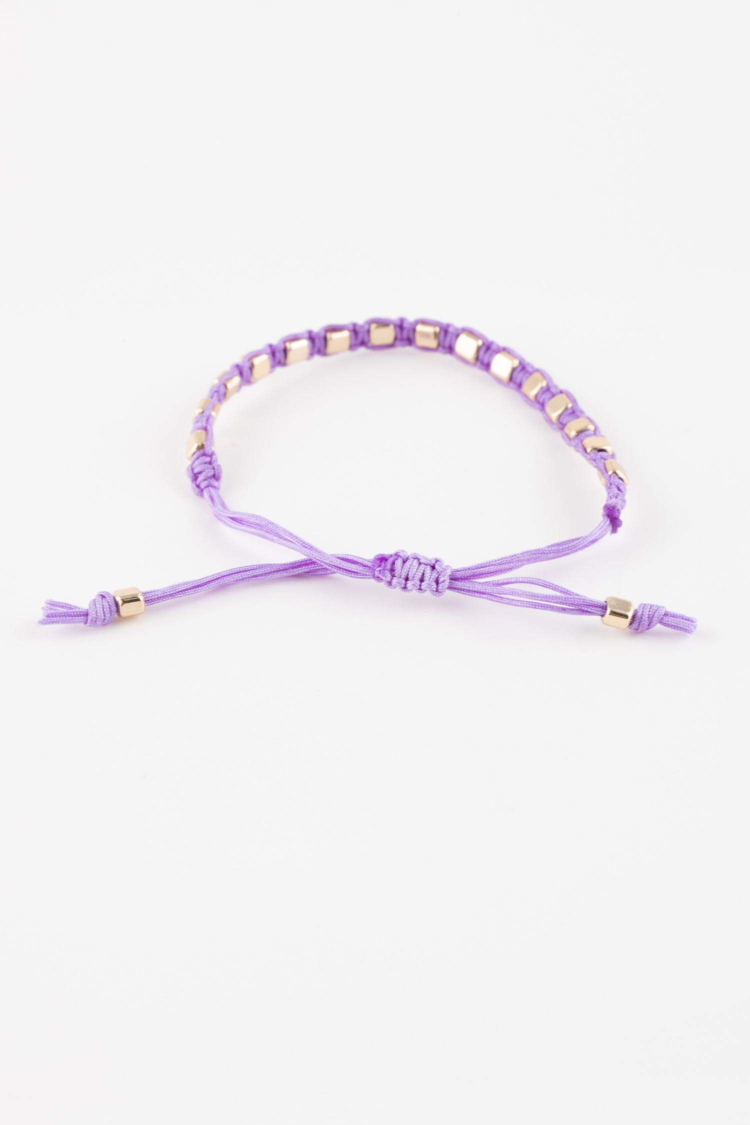 Woman Purple String Gold Bracelet