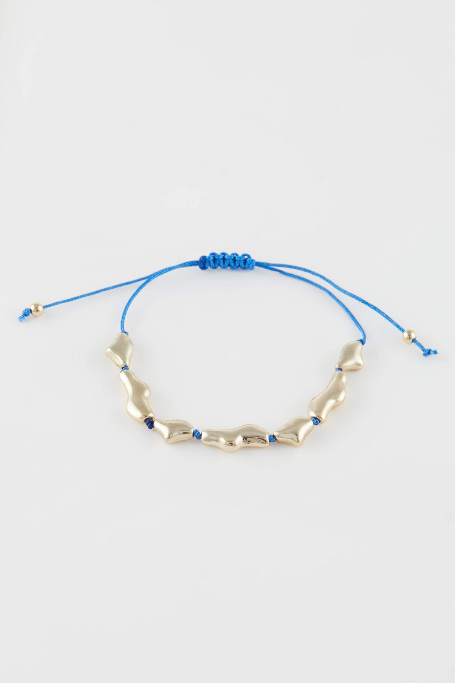 Woman Blue String Gold Bracelet