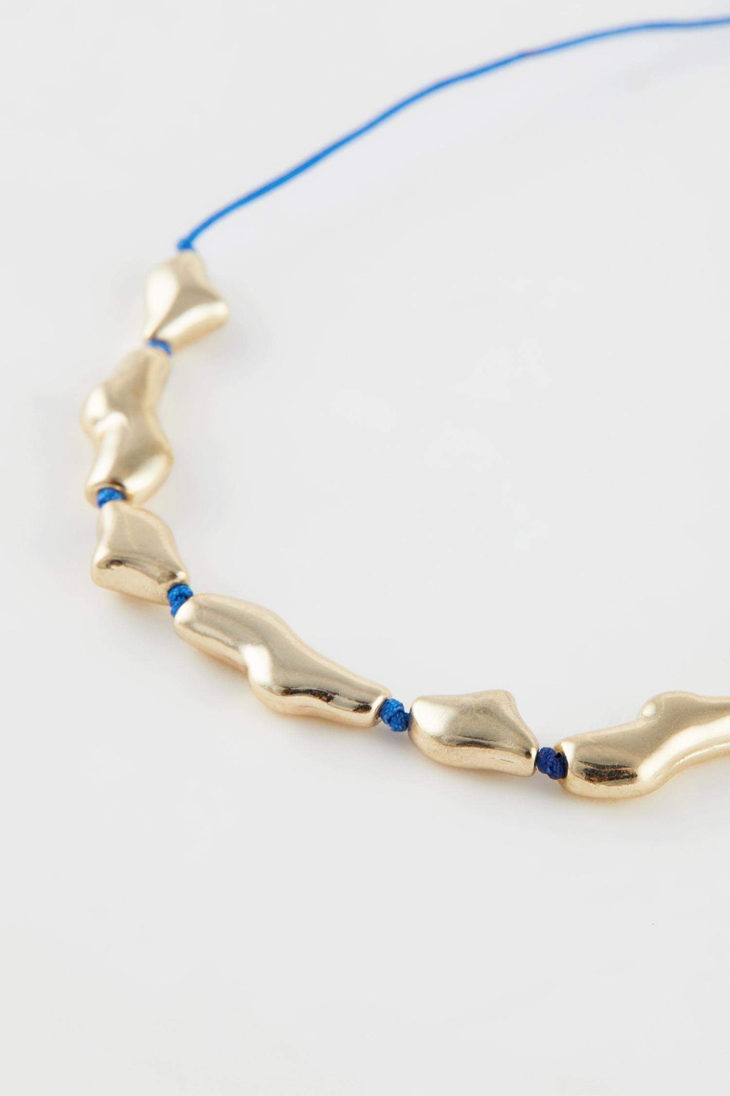 Woman Blue String Gold Bracelet