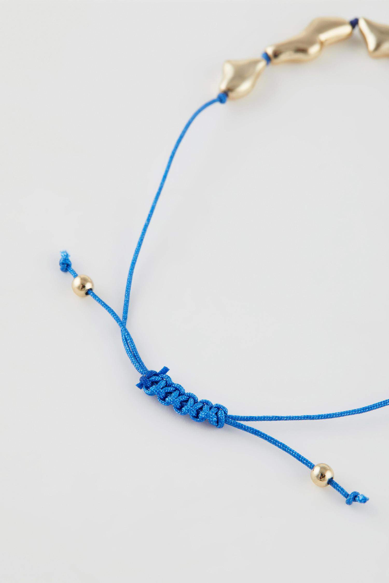 Woman Blue String Gold Bracelet