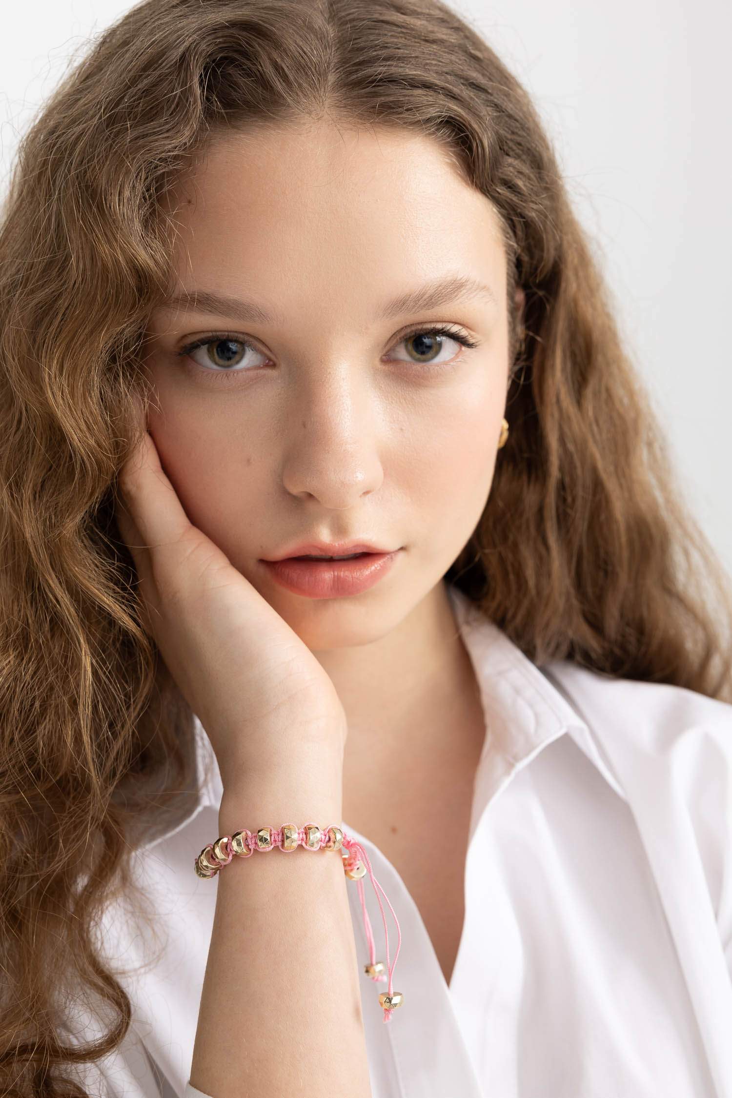 Woman Stone Pink String Bracelet