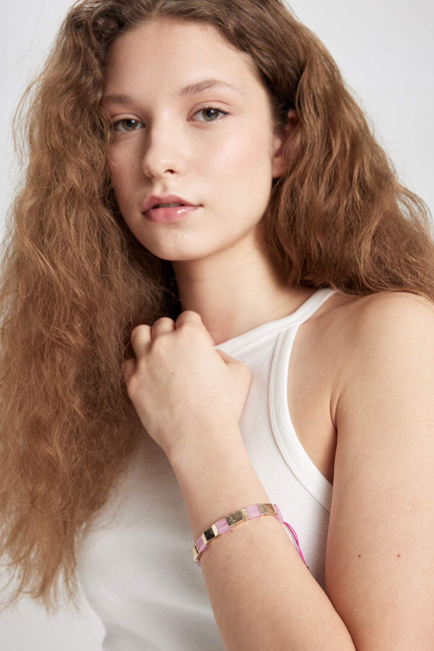 Woman Pink Stone Bracelet