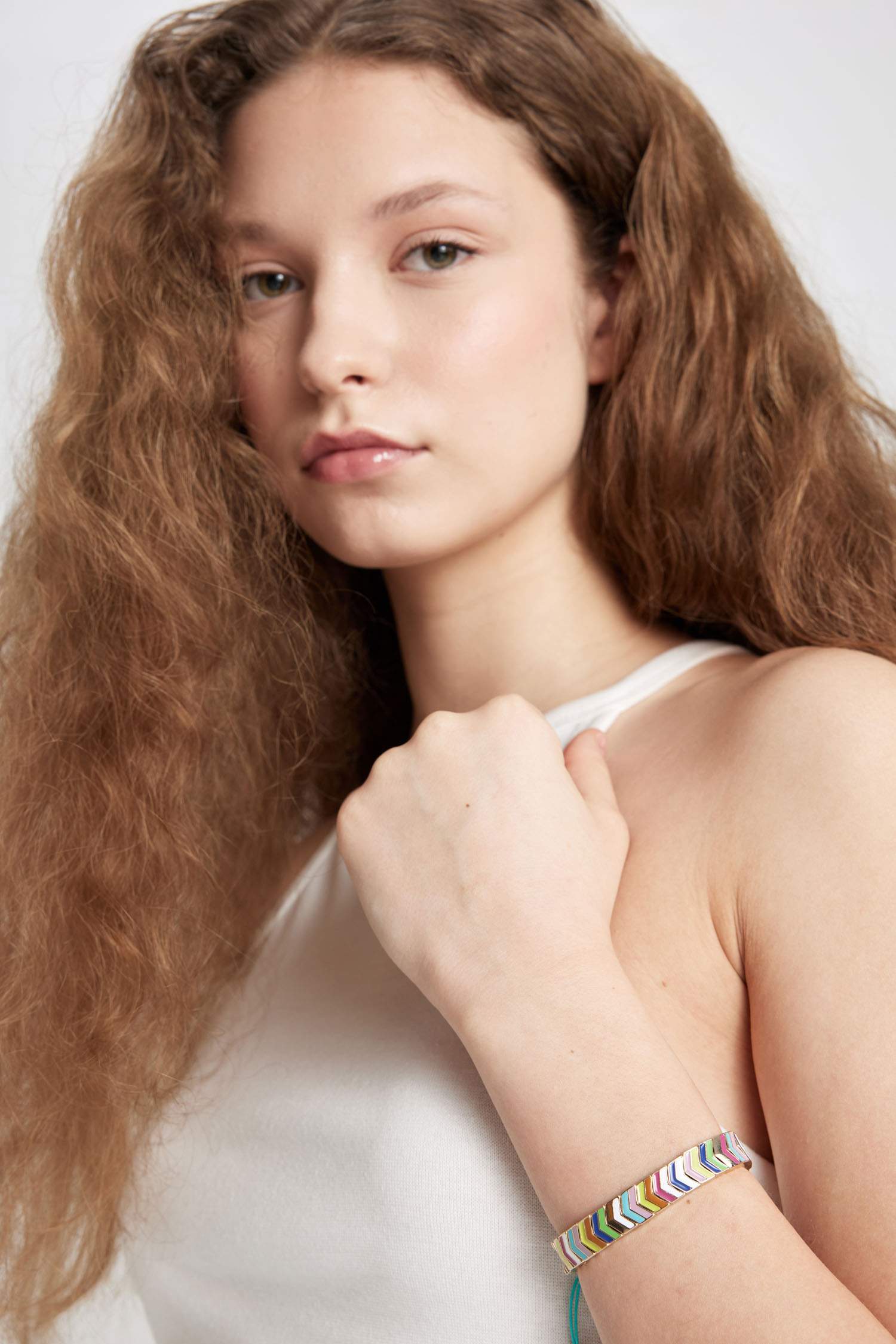 Woman Colorful Knitted Bracelet