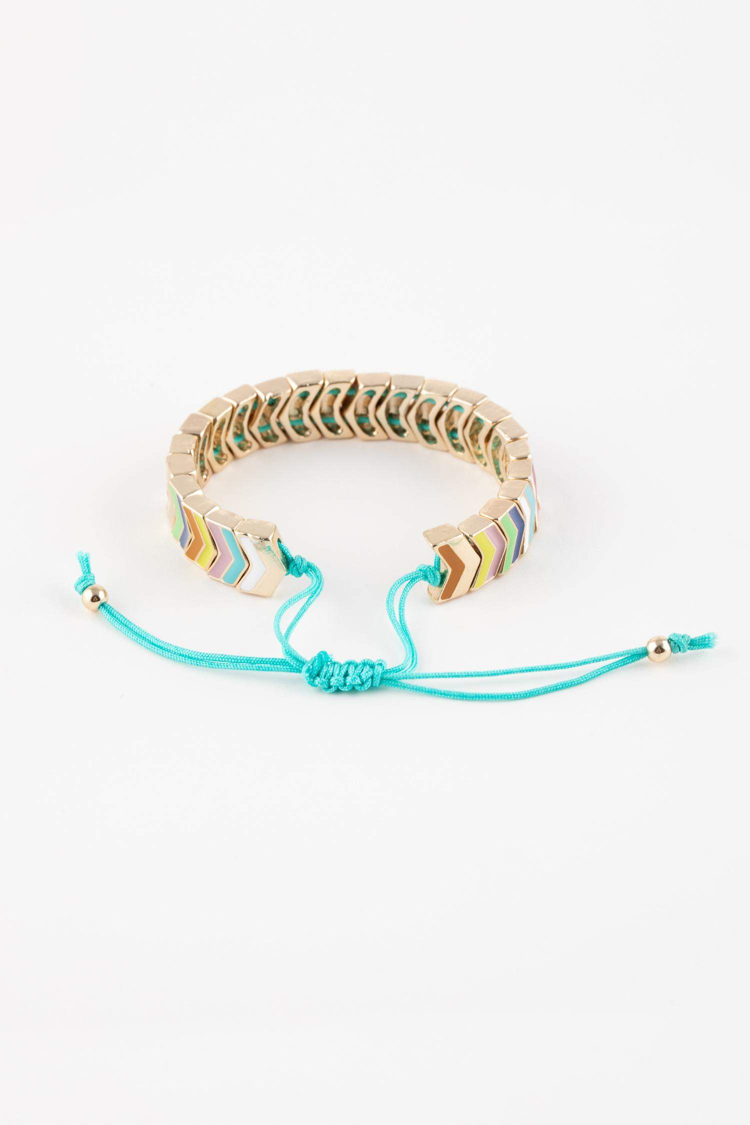 Woman Colorful Knitted Bracelet