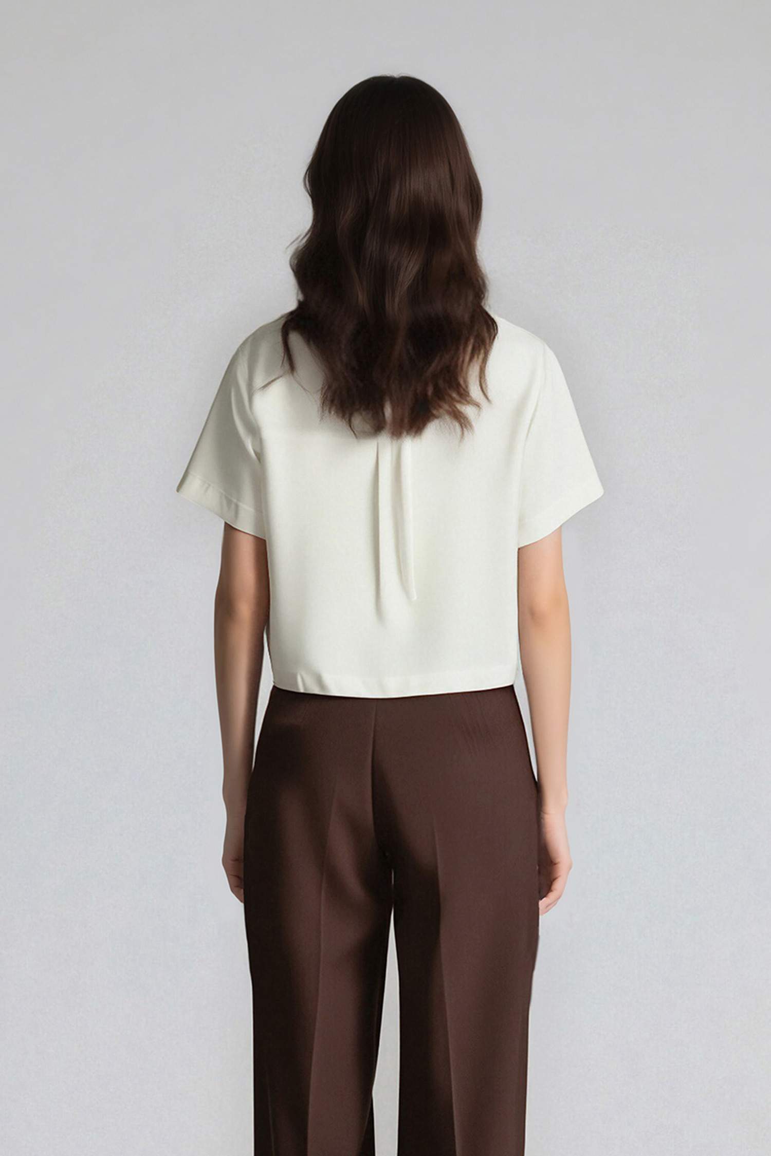 Crop Cepli Tensel Kısa Kollu Gömlek