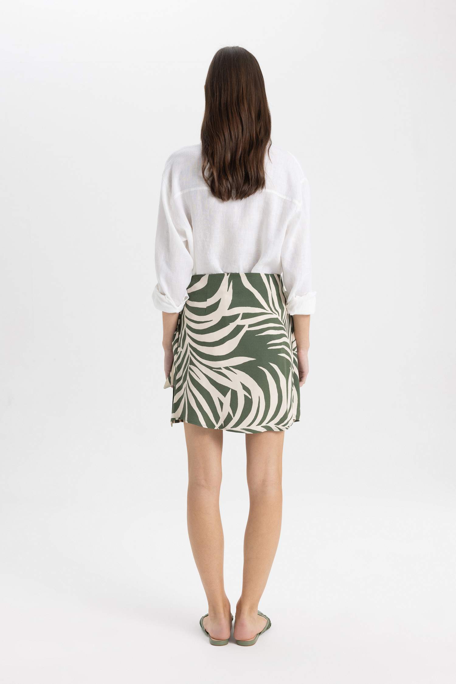 تنورة قصيرة منسوج بقصة A بخصر عالي