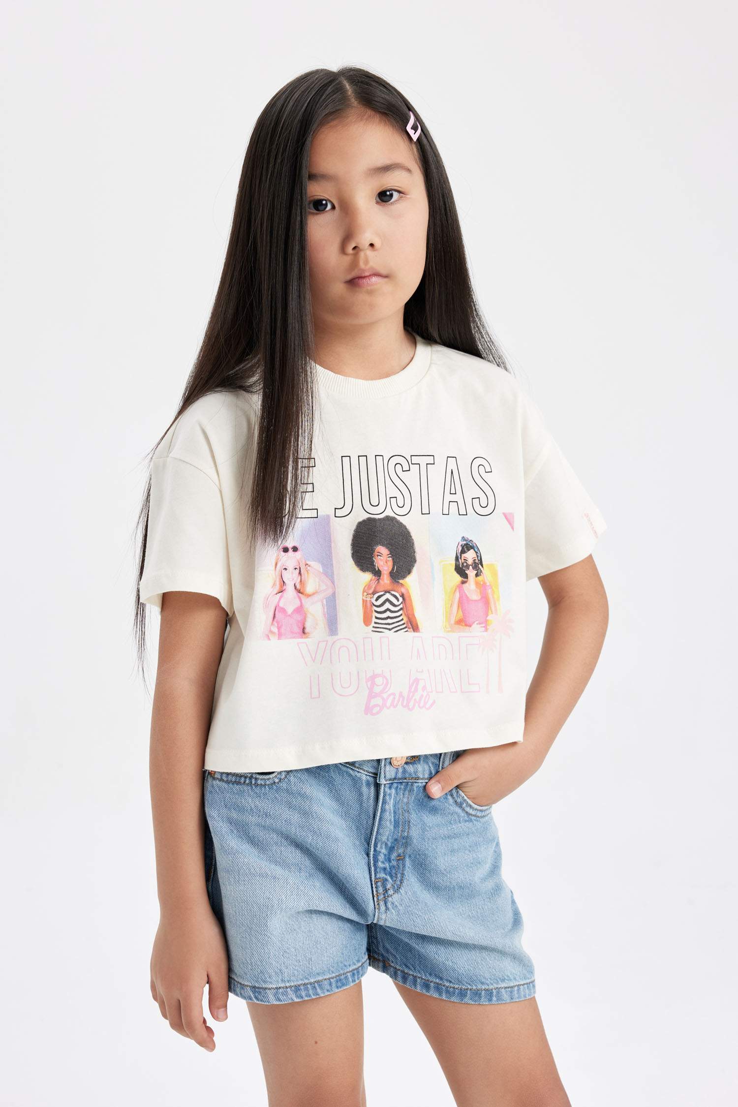 Girl Barbie Crew Neck Short Sleeve T-Shirt