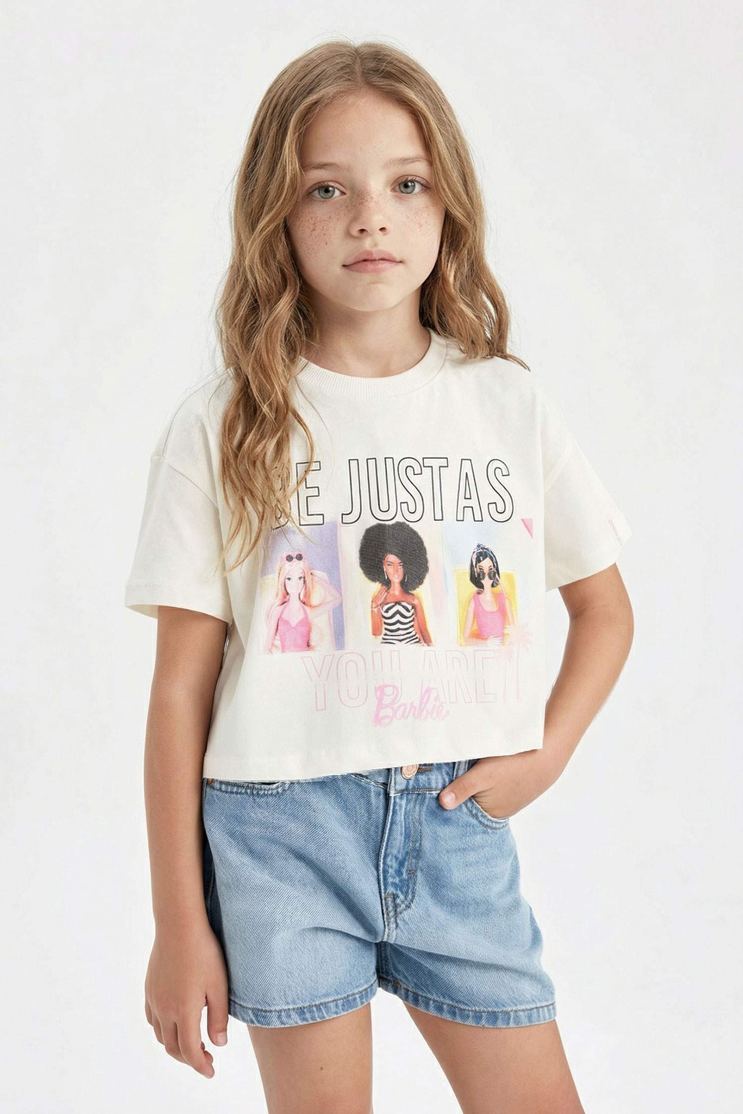 Girl Barbie Crew Neck Short Sleeve T-Shirt