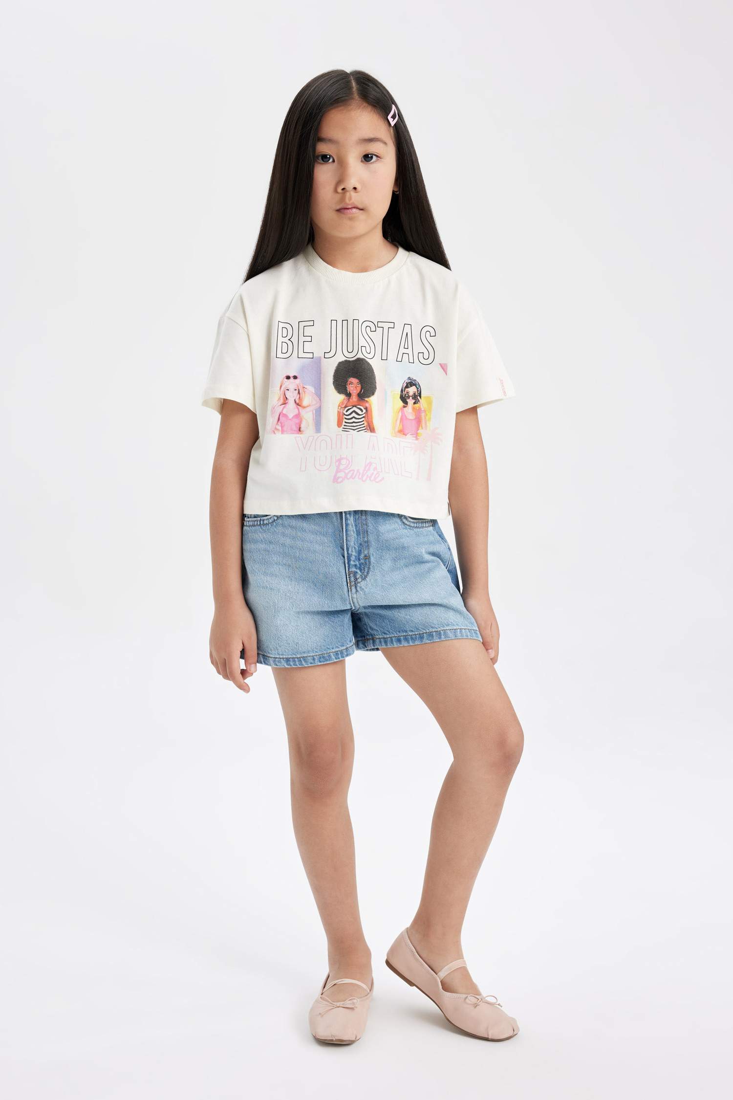 Girl Barbie Crew Neck Short Sleeve T-Shirt